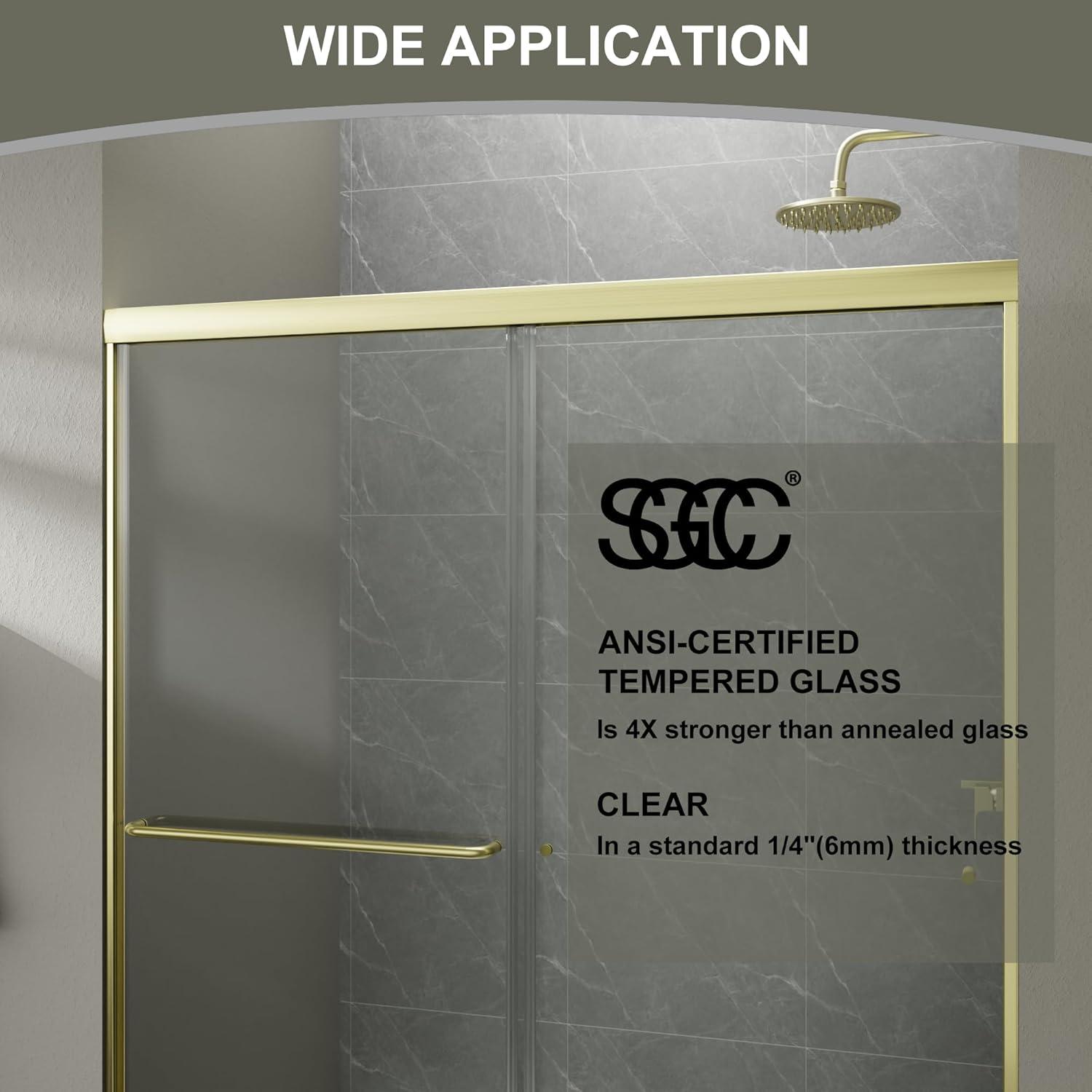 60'' - W x 70'' H Bypass Door Shower Door with Clear Glass And Handle