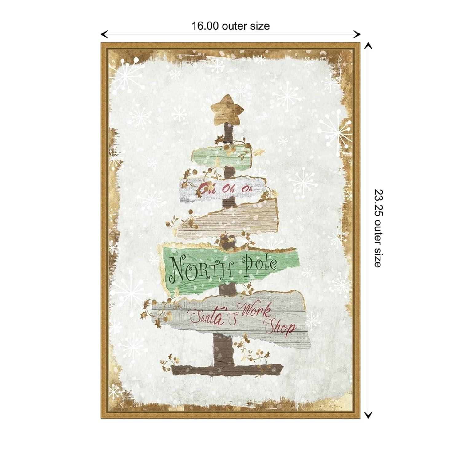 16" x 23" Golden Christmas Tree by PI Studio Framed Canvas Wall Art - Amanti Art