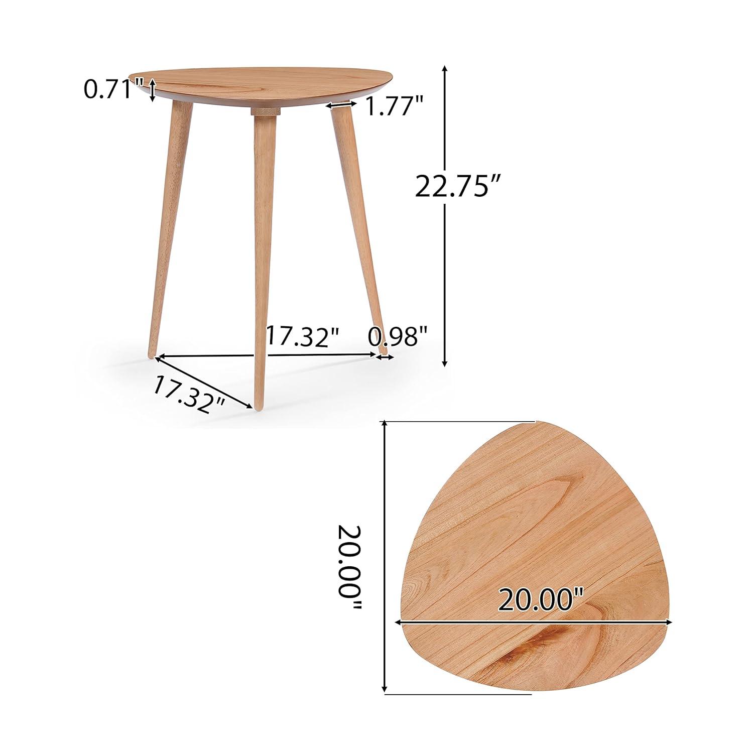 Naja End Table - Wood - Natural - Christopher Knight Home: Mid-Century Modern, Rubberwood, Guitar Pick Shape