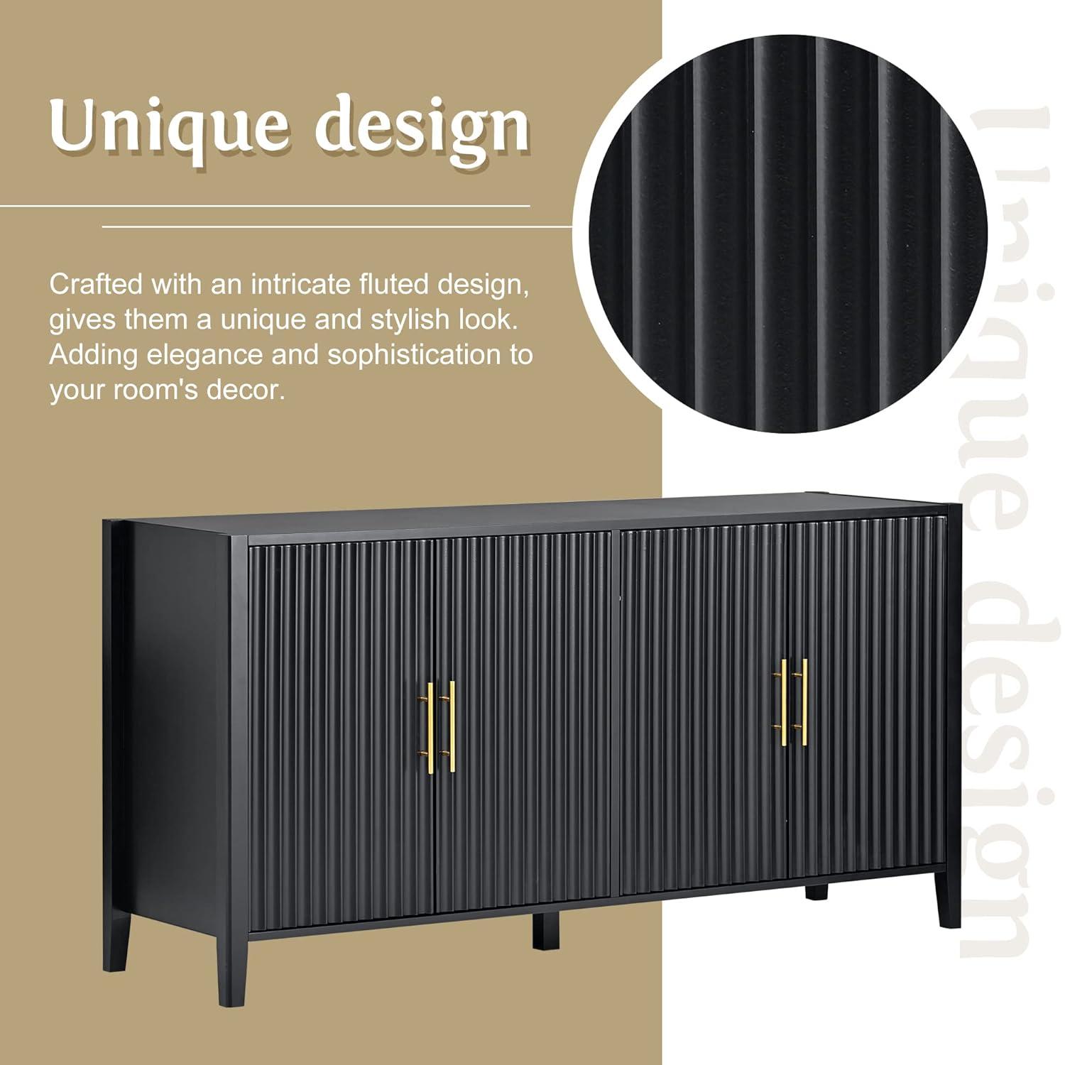 Condola Modern 63.1" Sideboard, Storage Credenza, Buffet Cabinet, Dining Cabinet with Metal Handles