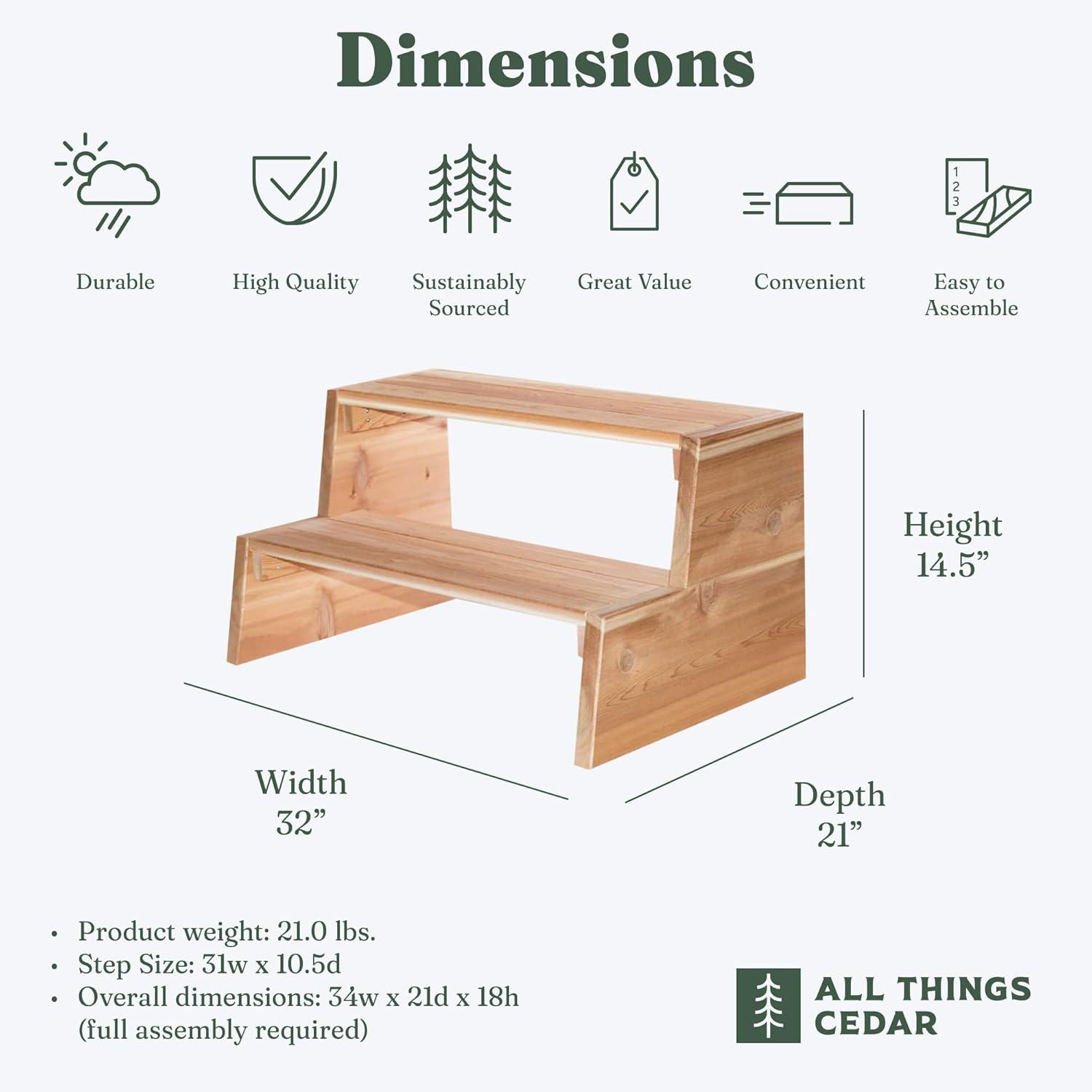 All Things Cedar All Things Cedar 21'' D , Antimicrobial Hot Tub Step in Natural Cedar