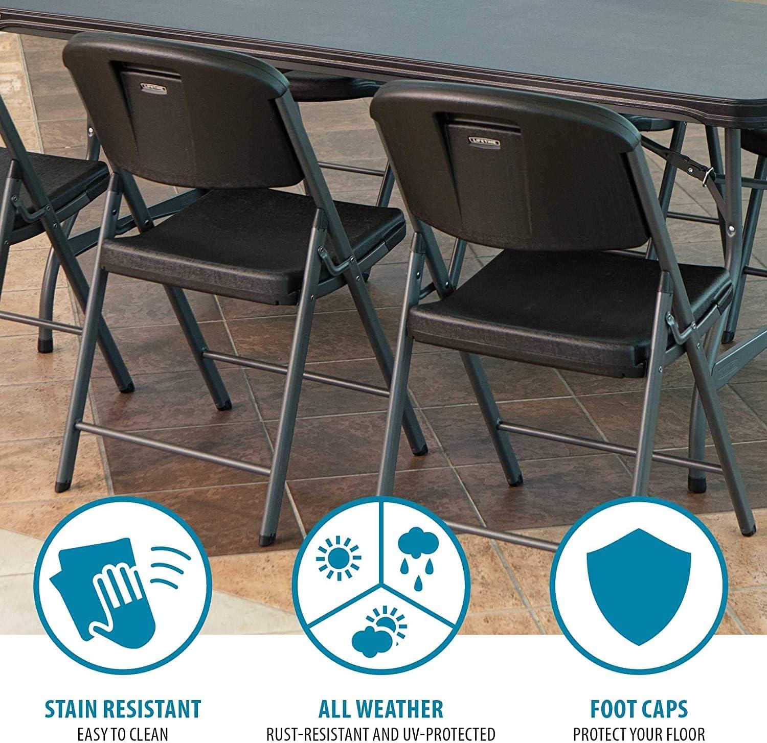 Lifetime Folding Chair, Indoor/Outdoor Commercial, Adult, Black, 4 Pack (80187)