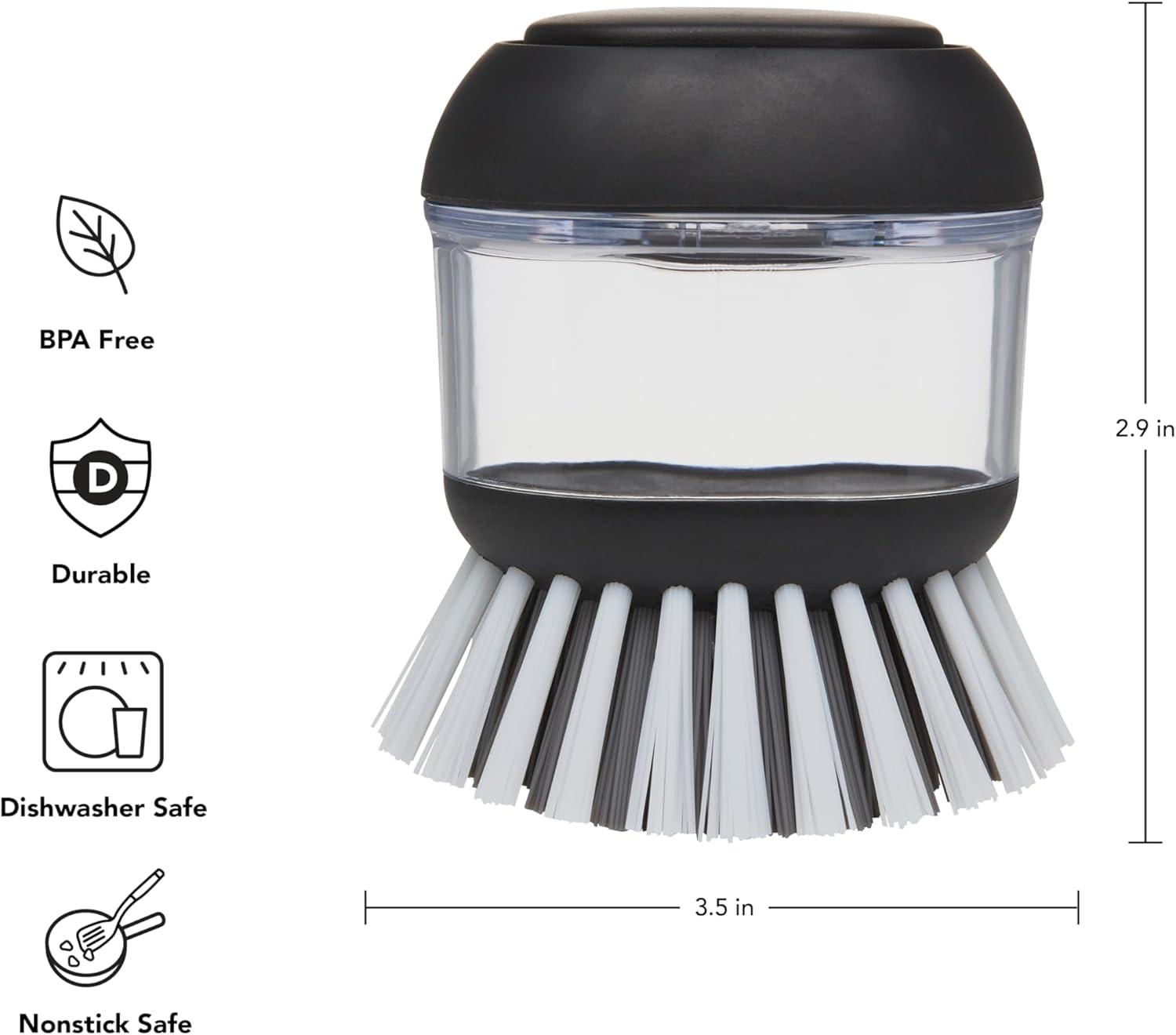 Black and Clear Plastic Soap Dispensing Palm Brush
