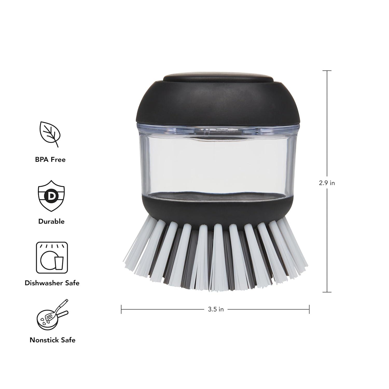 Black and Clear Plastic Soap Dispensing Palm Brush