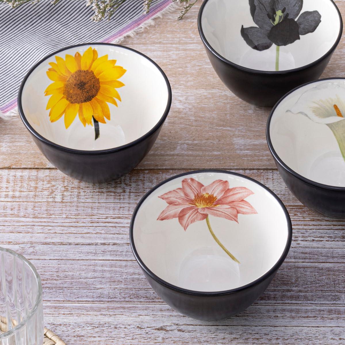 Noritake Noritake Colorwave Graphite 4", 7 oz. Floral Mini Bowls (Set of 4)
