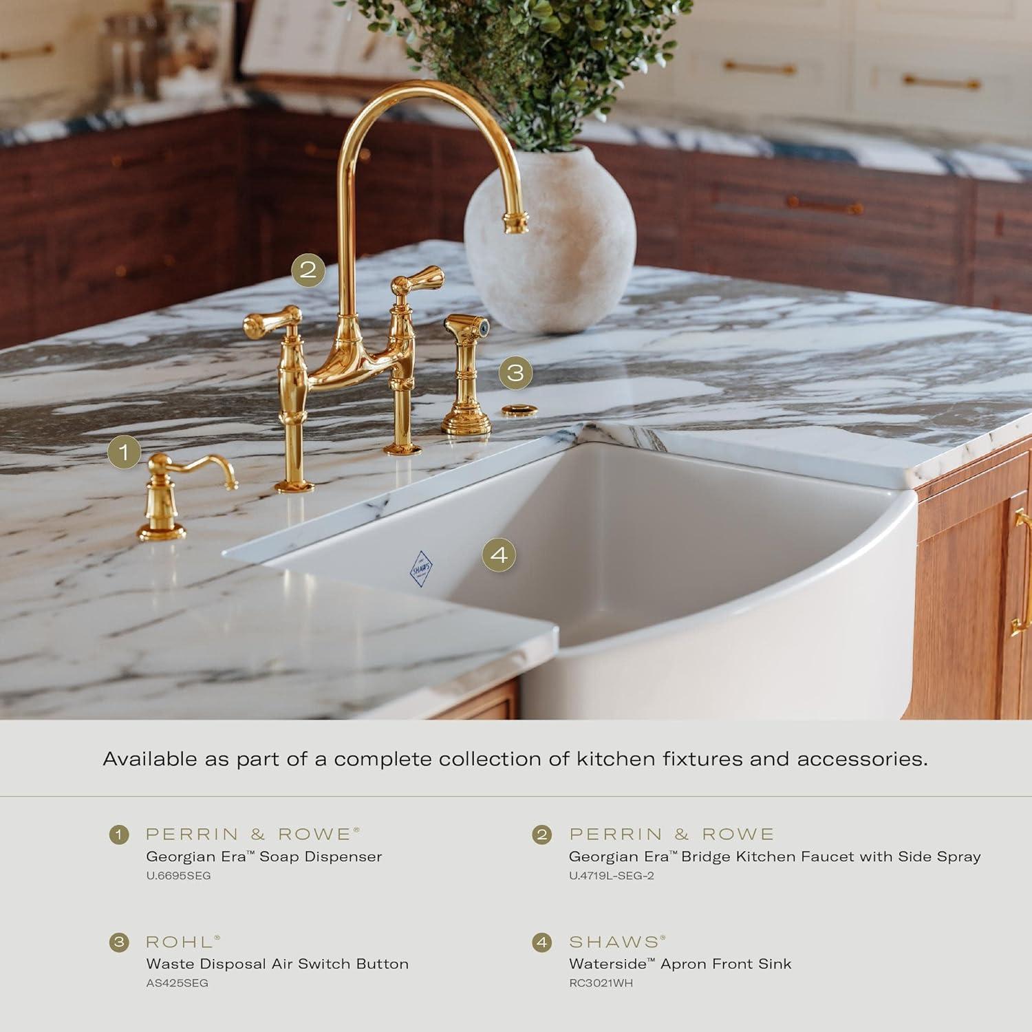 Waterside 30" Single Bowl Farmhouse Bowed Apron Front Fireclay Kitchen Sink