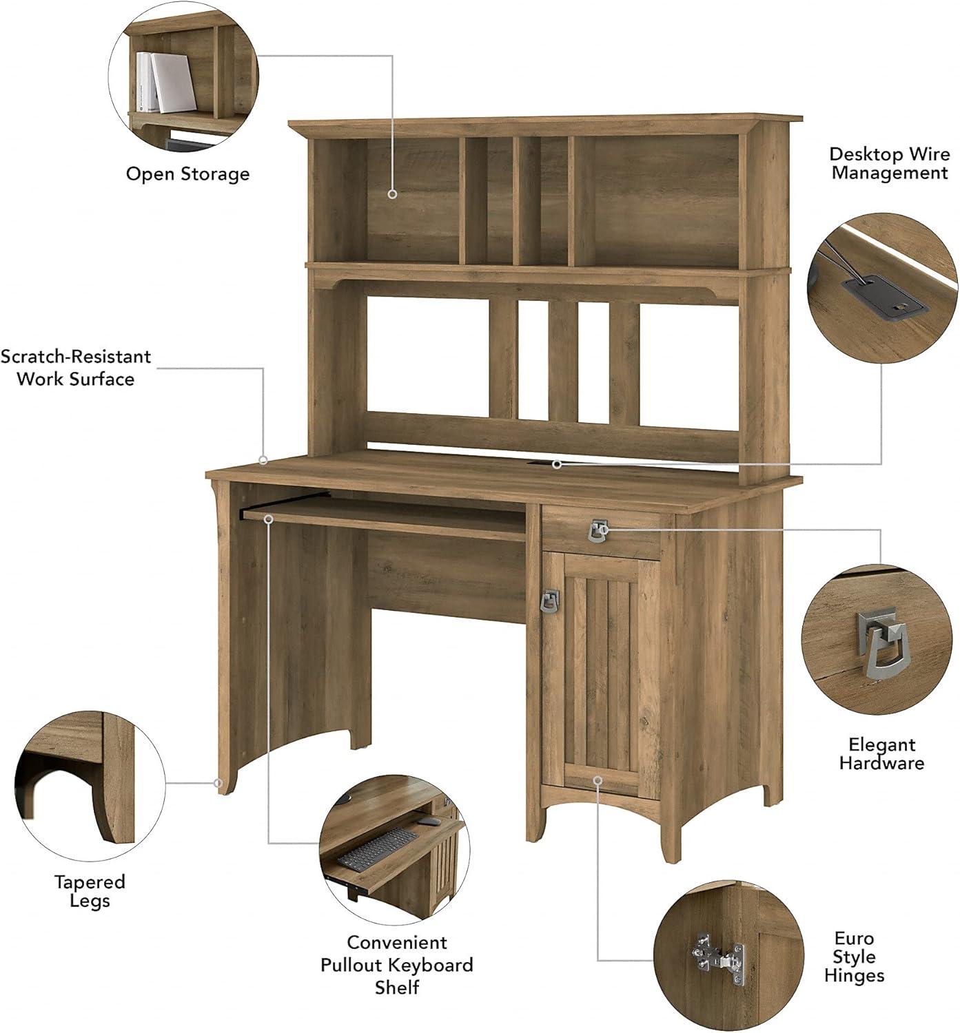 Bush Furniture Salinas Mission 48" Computer Desk and Hutch, Reclaimed Pine