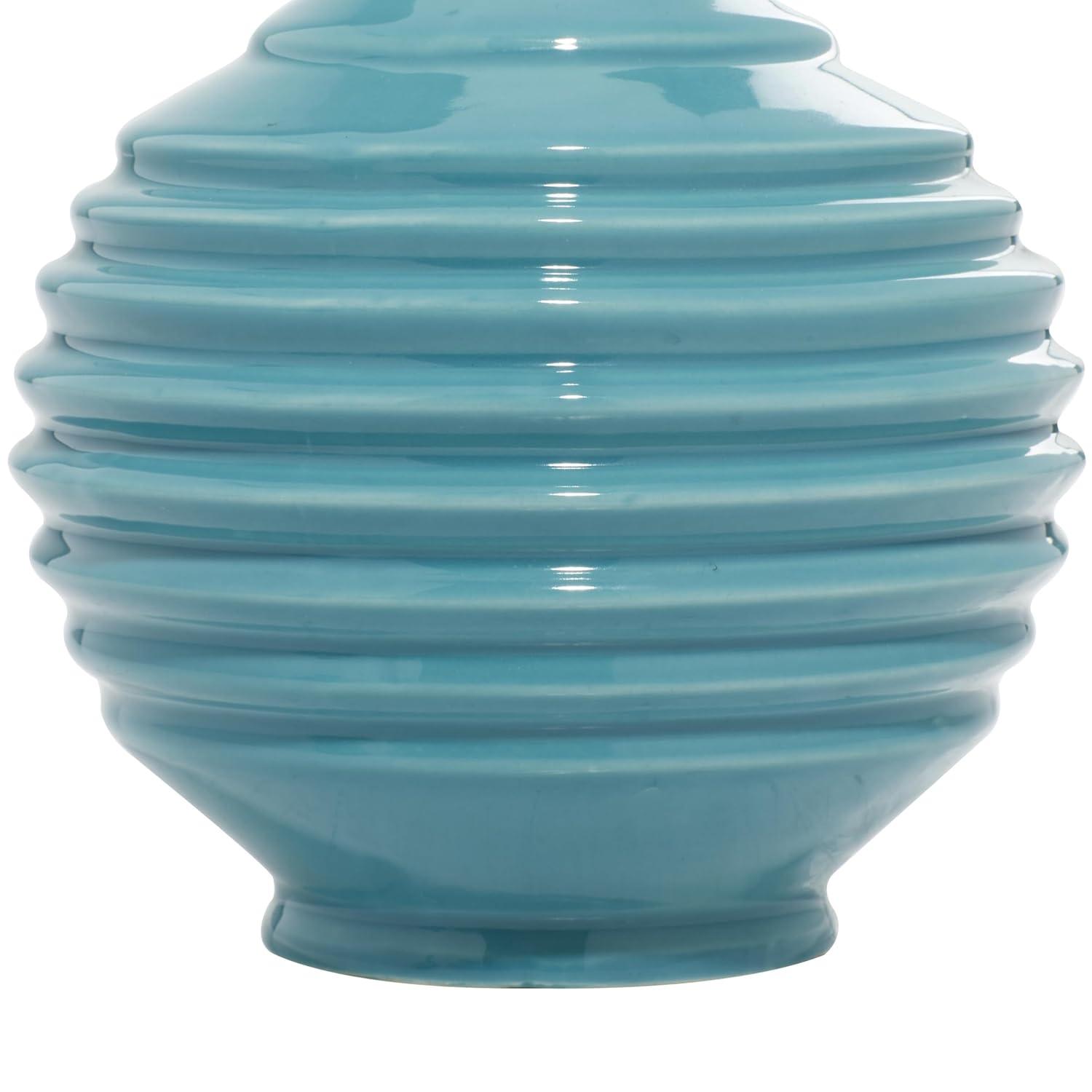 DecMode 6"W, 6"H Blue Ceramic Vase with Varying Patterns, Set of 3