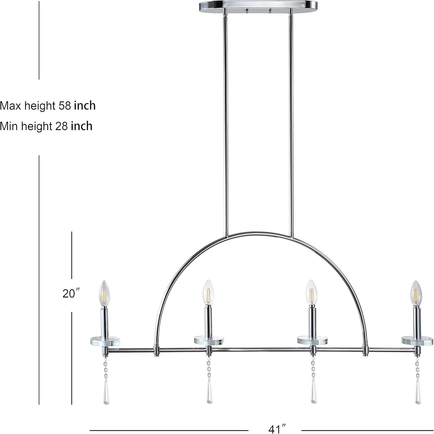 Doris 41" 4-light Linear Metal/Crystal LED Pendant, Chrome
