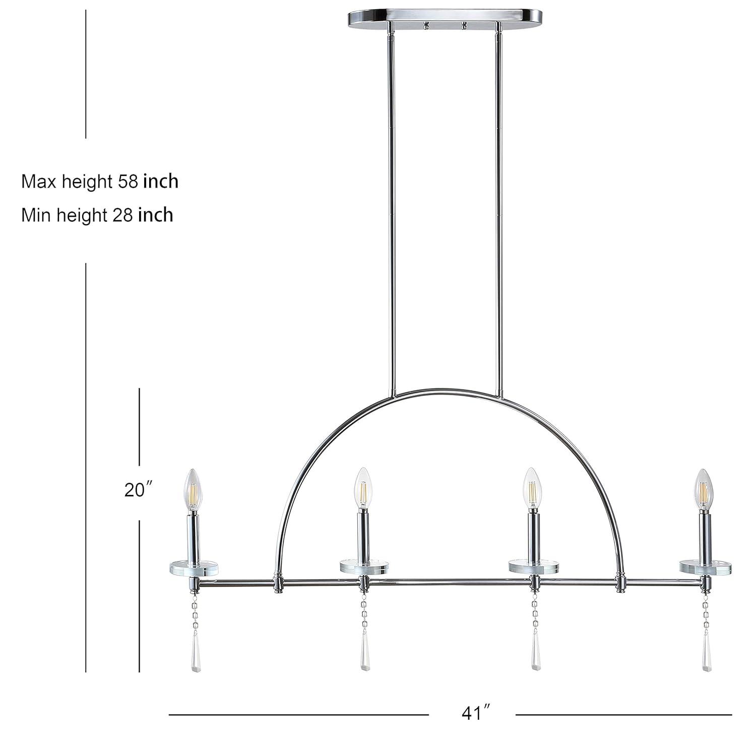Doris 41" 4-light Linear Metal/Crystal LED Pendant, Chrome