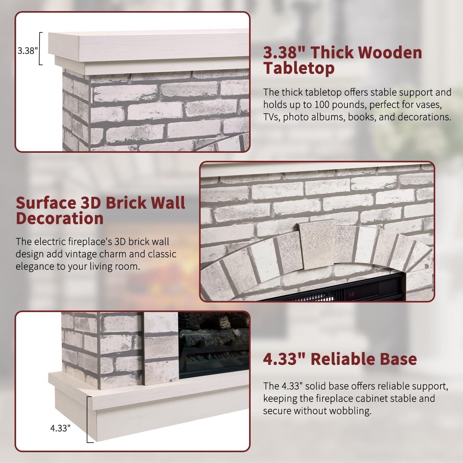 Millwood Pines 42" Farmhouse TV Stand With 23" Electric Fireplace Mantel