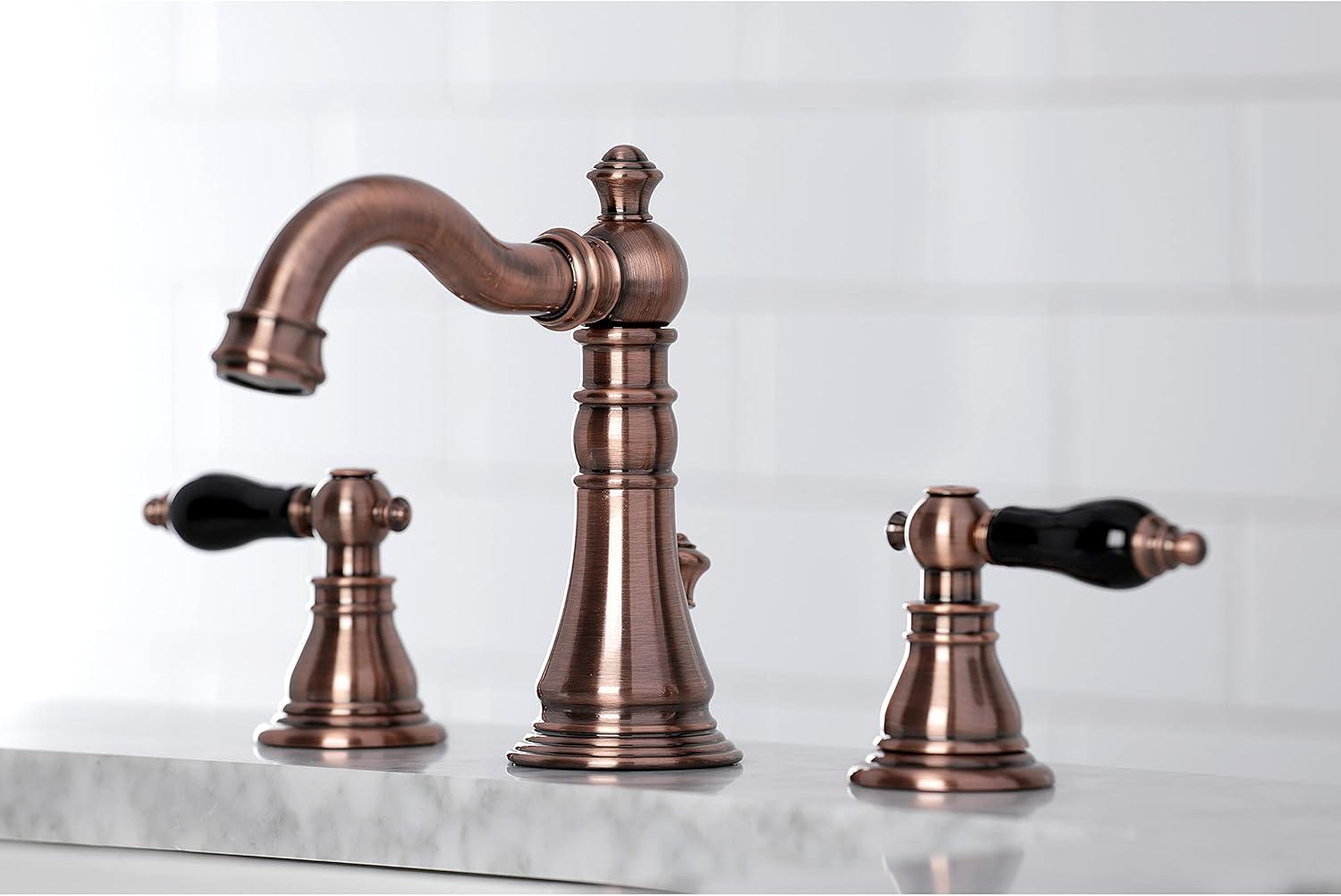 Duchess Antique Copper Widespread Bathroom Faucet with Porcelain Handles