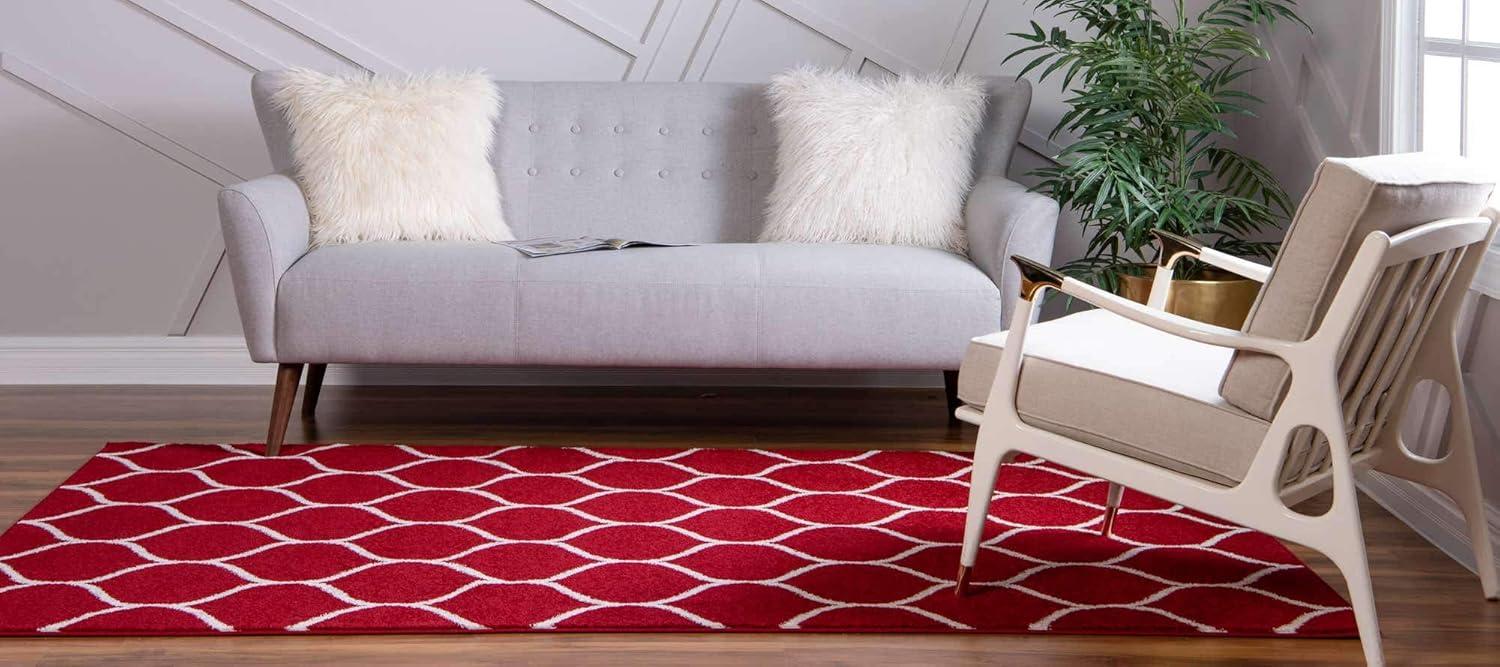 Unique Loom 10' 0 x 14' 0 Trellis Frieze Rounded Red Area Rug