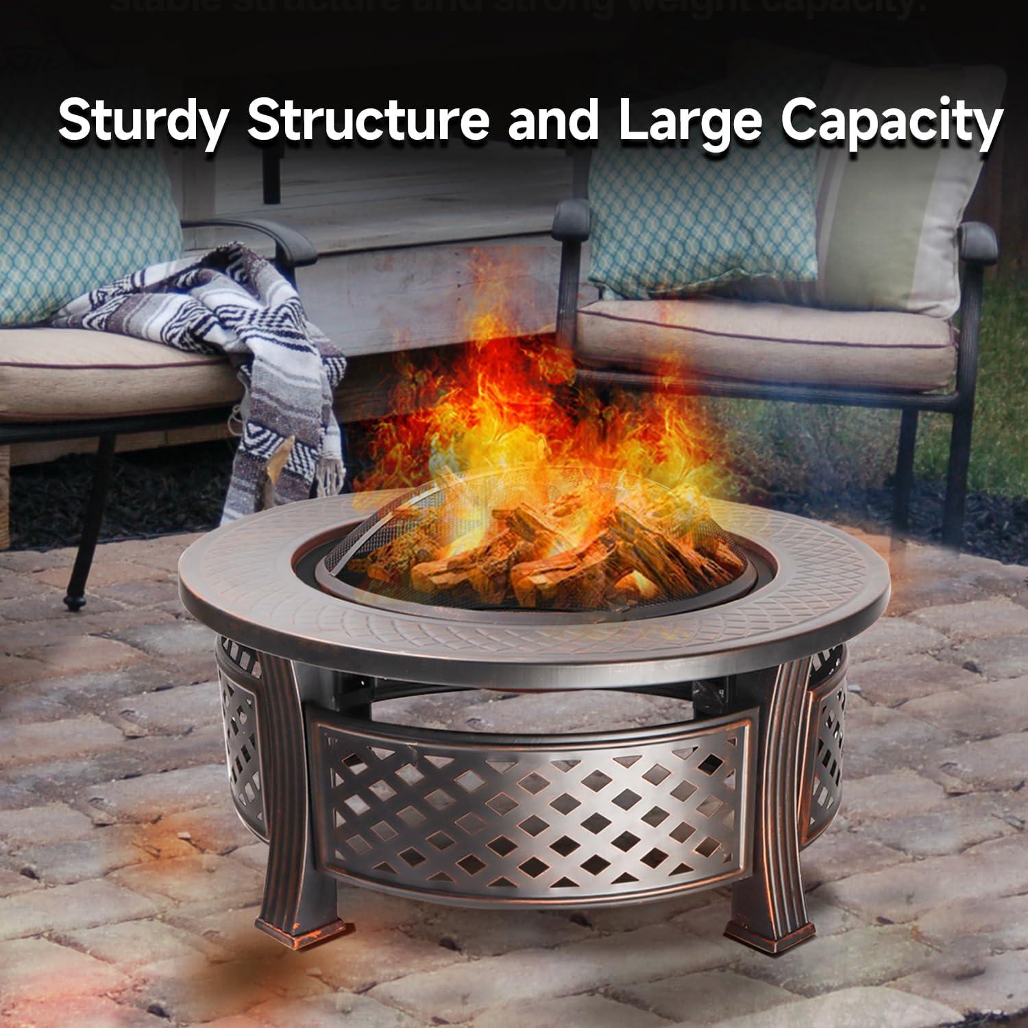 Classy Home 32'' Round Steel Fire Pit Accessory