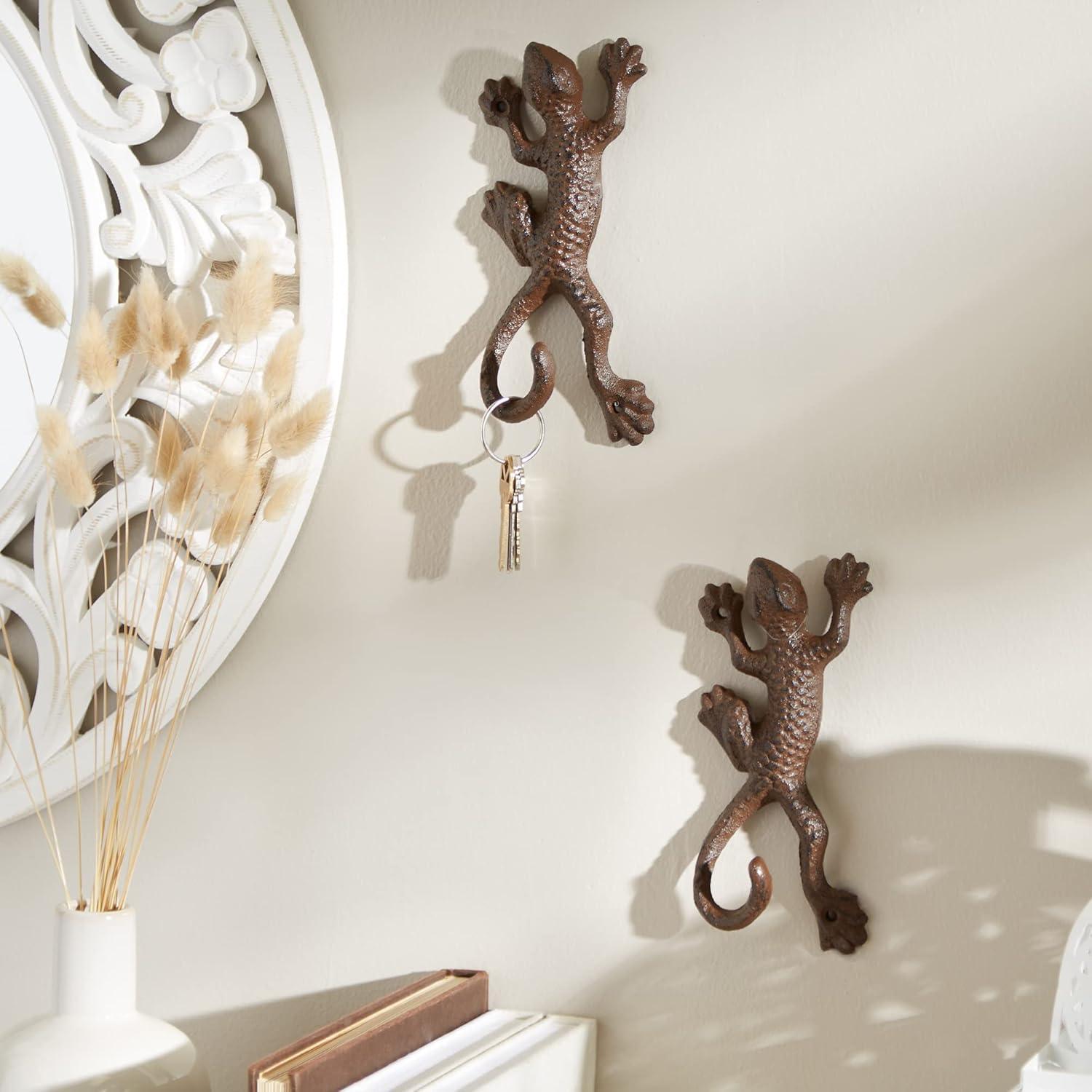 DII Cast Iron Collection Decorative Wall Hook Set, Lizard, 2 Count