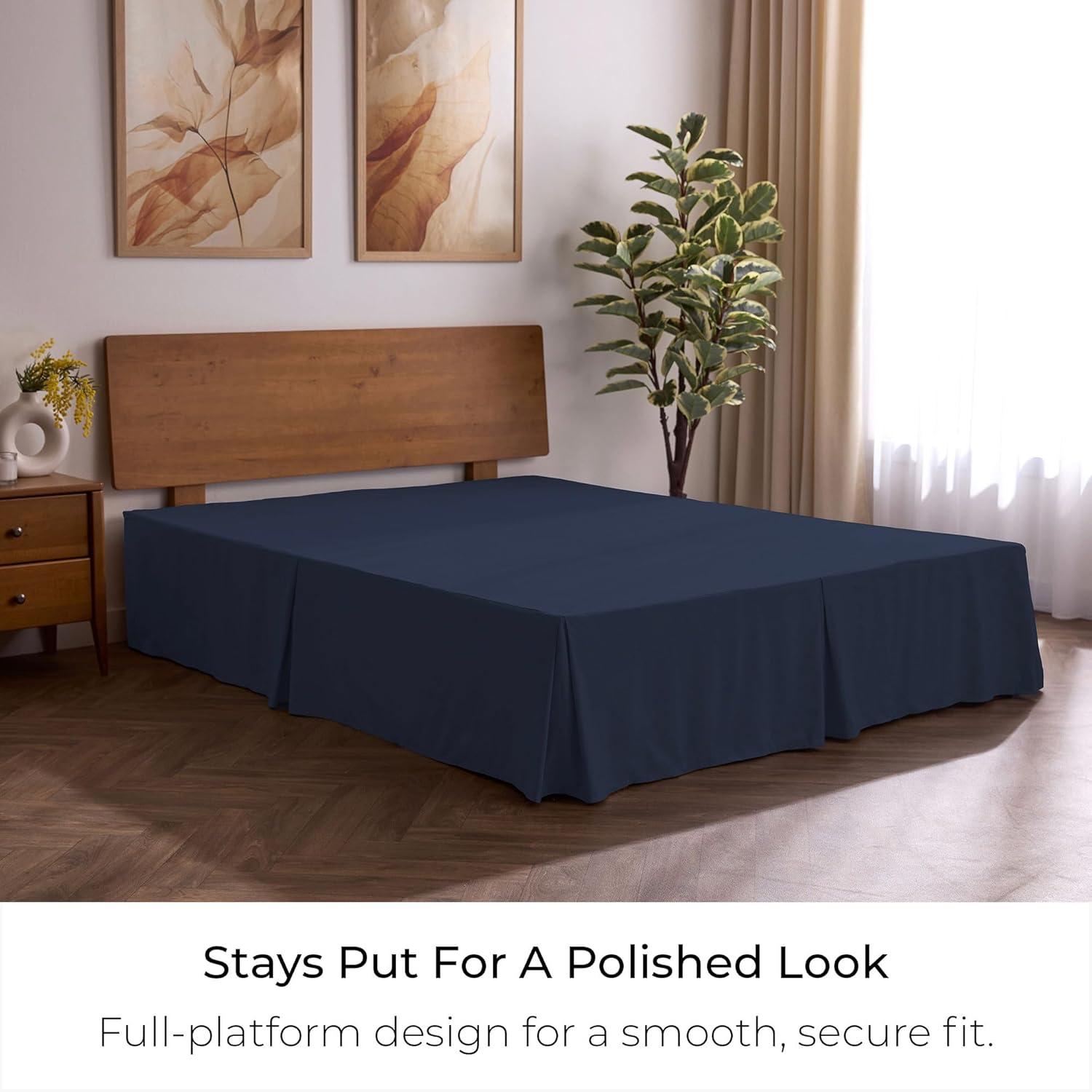 Nautica Solid Bedskirt 100% Cotton Fitted 15" Bed Skirt
