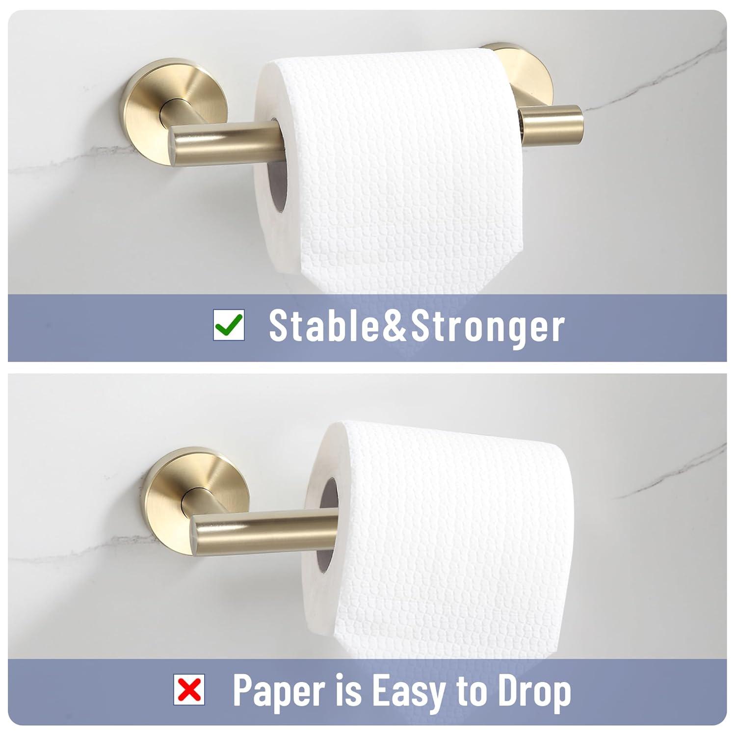 Fixsen Gold Toilet Paper Holder Bathroom Double Post Pivoting Tissue Roll Holder Stainless Steel and Zinc Alloy Wall Mount Detachable (Gold, 1)