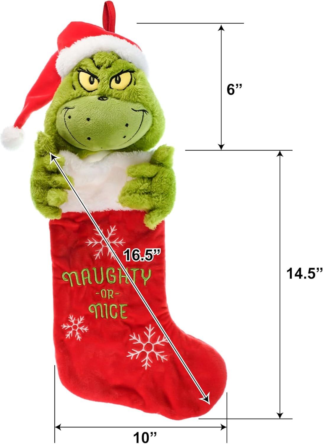 Dr Seuss How the Grinch Stole Christmas Grinch 24" 3D Plush Stocking