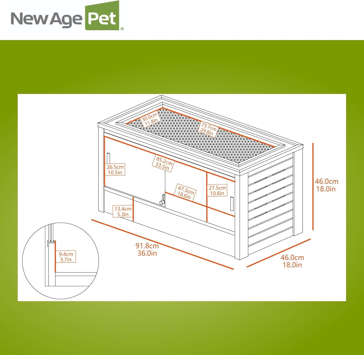 New Age Pet® ECOFLEX® 36 in. Mojave Reptile Terrarium Lounge - Durable Composite Habitat with Ventilated Side Panels, Removable Sliding Glass Doors and Mesh Screen Top for UV/Heat Lamp Setup