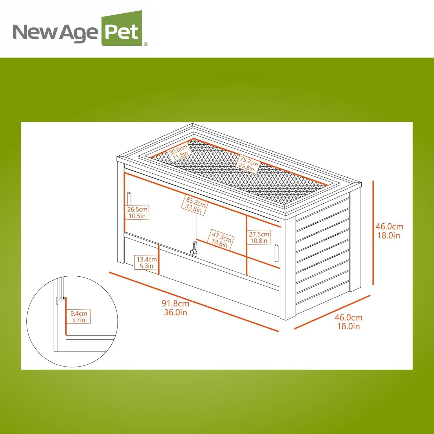 New Age Pet® ECOFLEX® 36 in. Mojave Reptile Terrarium Lounge - Durable Composite Habitat with Ventilated Side Panels, Removable Sliding Glass Doors and Mesh Screen Top for UV/Heat Lamp Setup