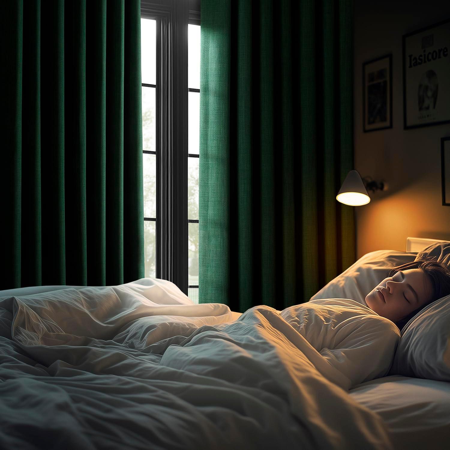 HPD Half Price Drapes Key Green Faux Linen Room Darkening Curtains for Bedroom & Living Room Curtains (1 Panel), Door & Window Curtains 84 inches long, Rod Pocket Curtains & Drapes, 50W X 84L