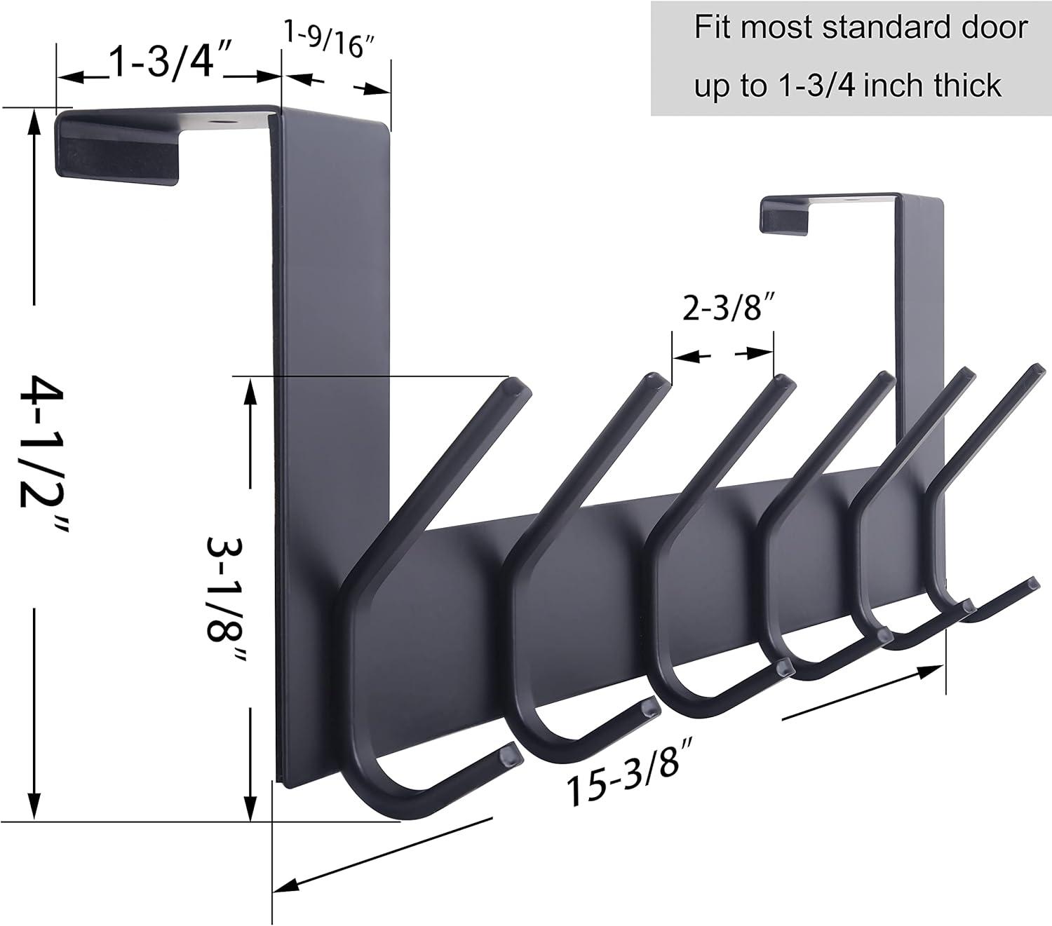 Black Stainless Steel Over Door Hook with 6 Double Hooks