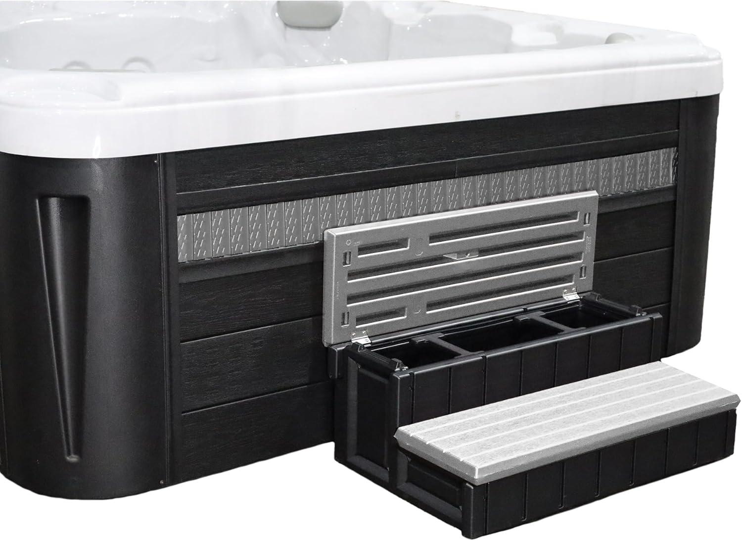 Gray and Black Resin Spa Storage Step with 300lb Capacity