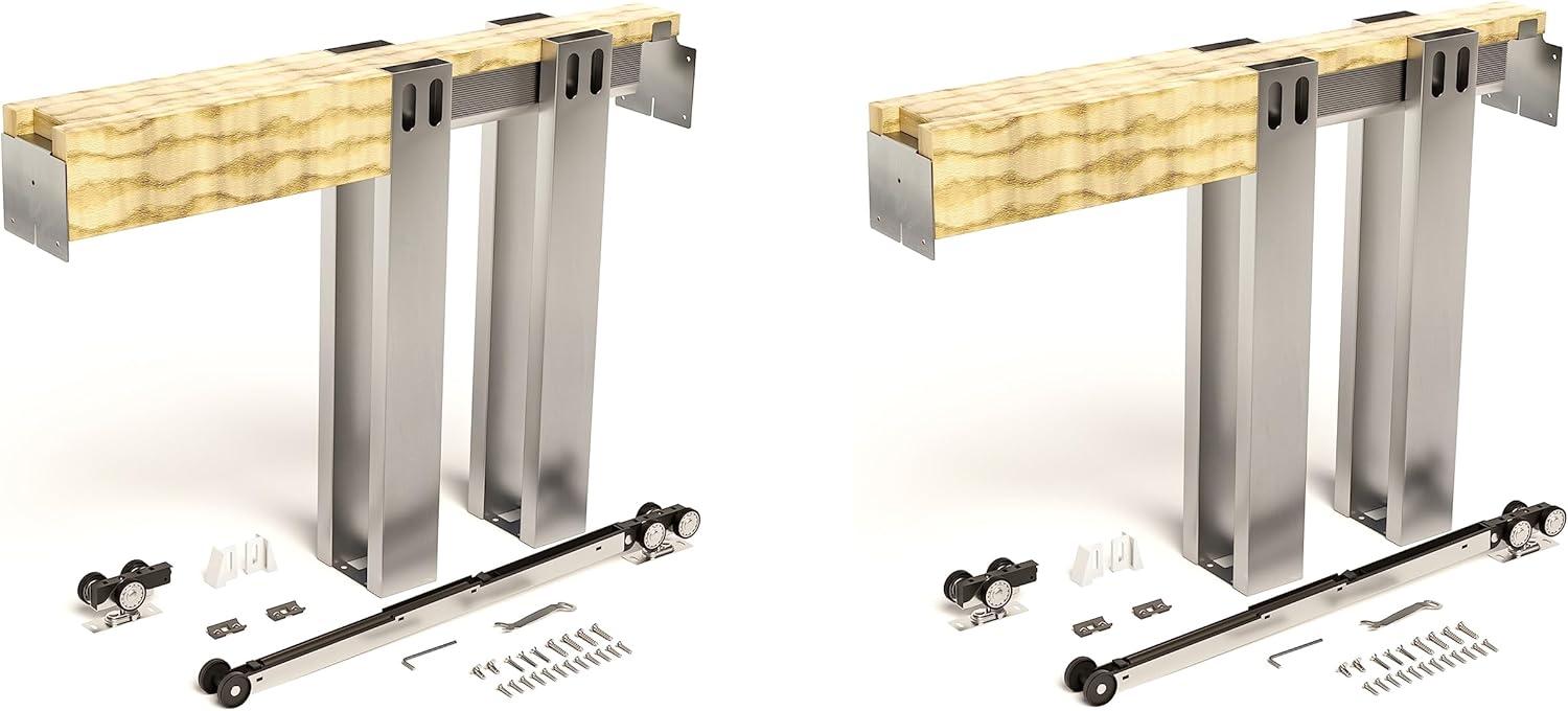 Villar Home Designs Heavy Duty Sliding Pocket Door Hardware Set for 24'' to 36'' doors with Soft Close and Frame