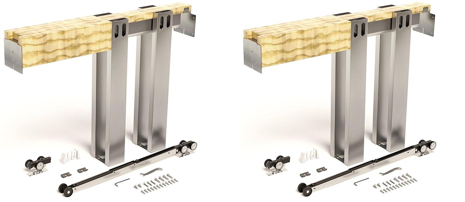 Villar Home Designs Heavy Duty Sliding Pocket Door Hardware Set for 24'' to 36'' doors with Soft Close and Frame