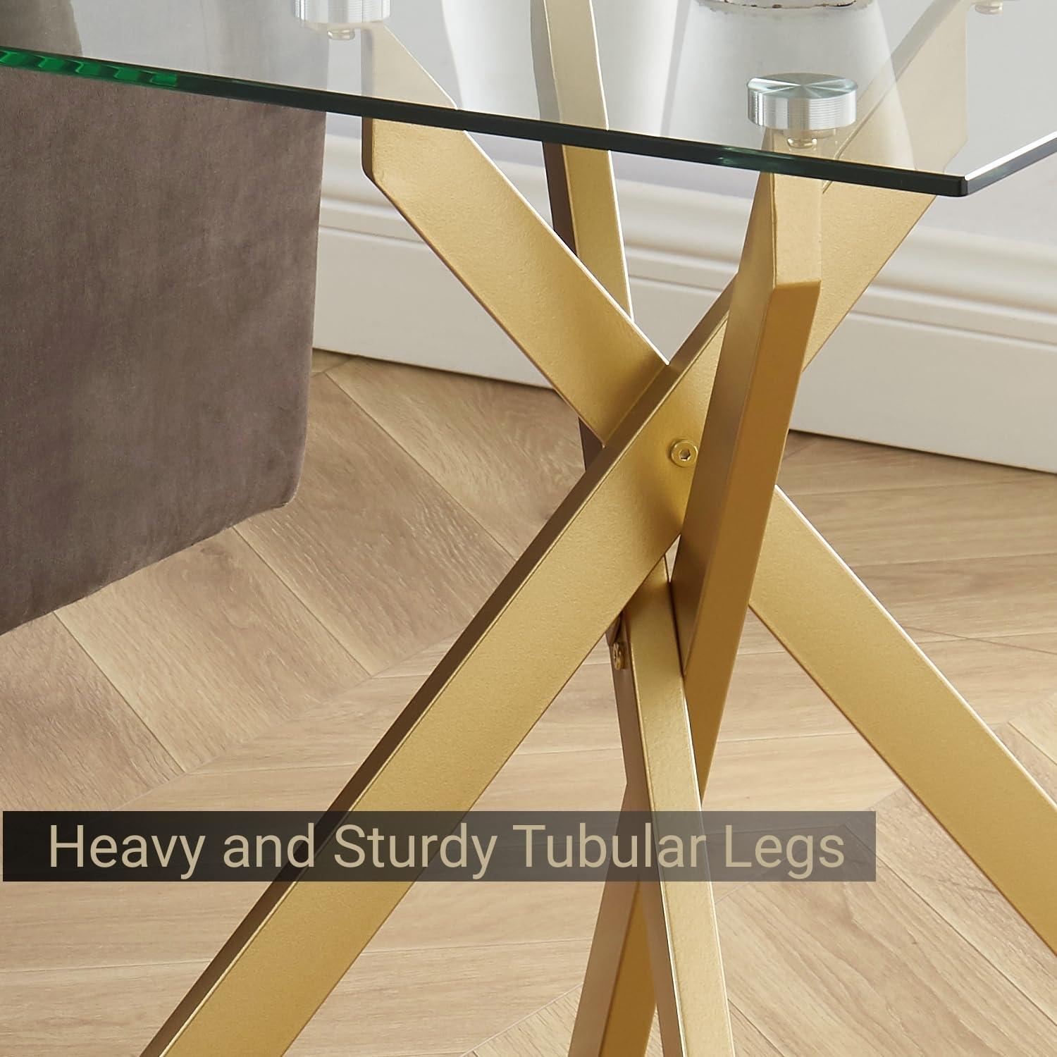 Mercer41 Modern Style Square Side Table with Tempered Glass Top and Metal Tubular Legs