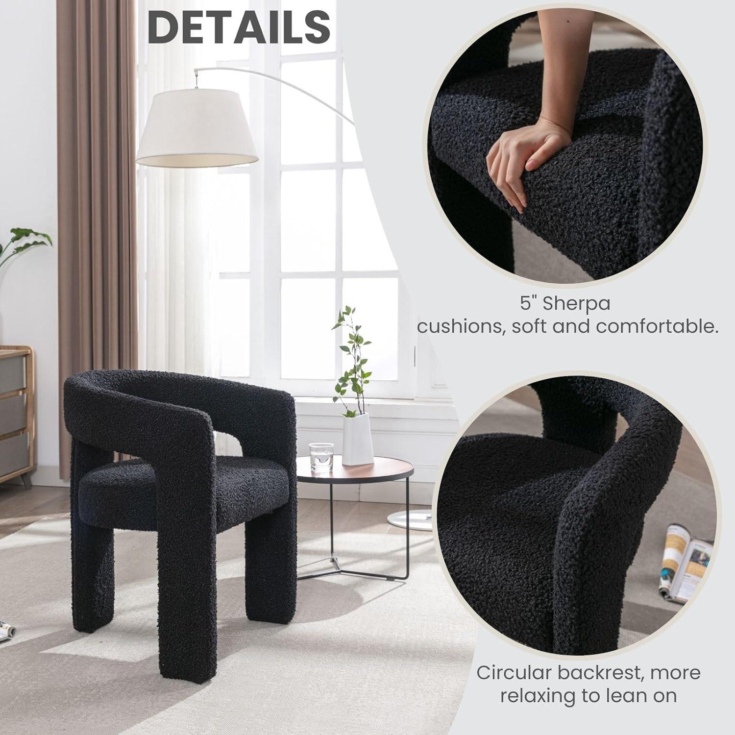 wahson office chair Modern Dining Chairs Barrel Dining Chair Upholstered Dining Room Chair with Arm Comfy Accent Side Chair for Dining Room/Living Room (Set of 2)