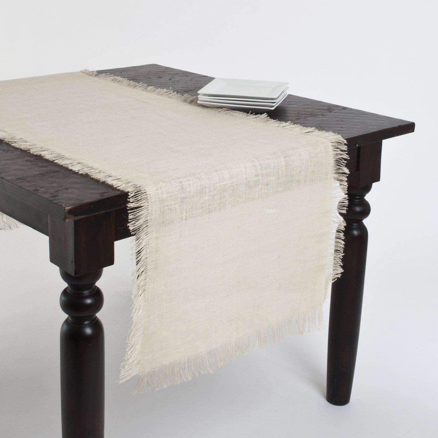 Saro Lifestyle Fringed Jute Runner, 20"x70", Off-White