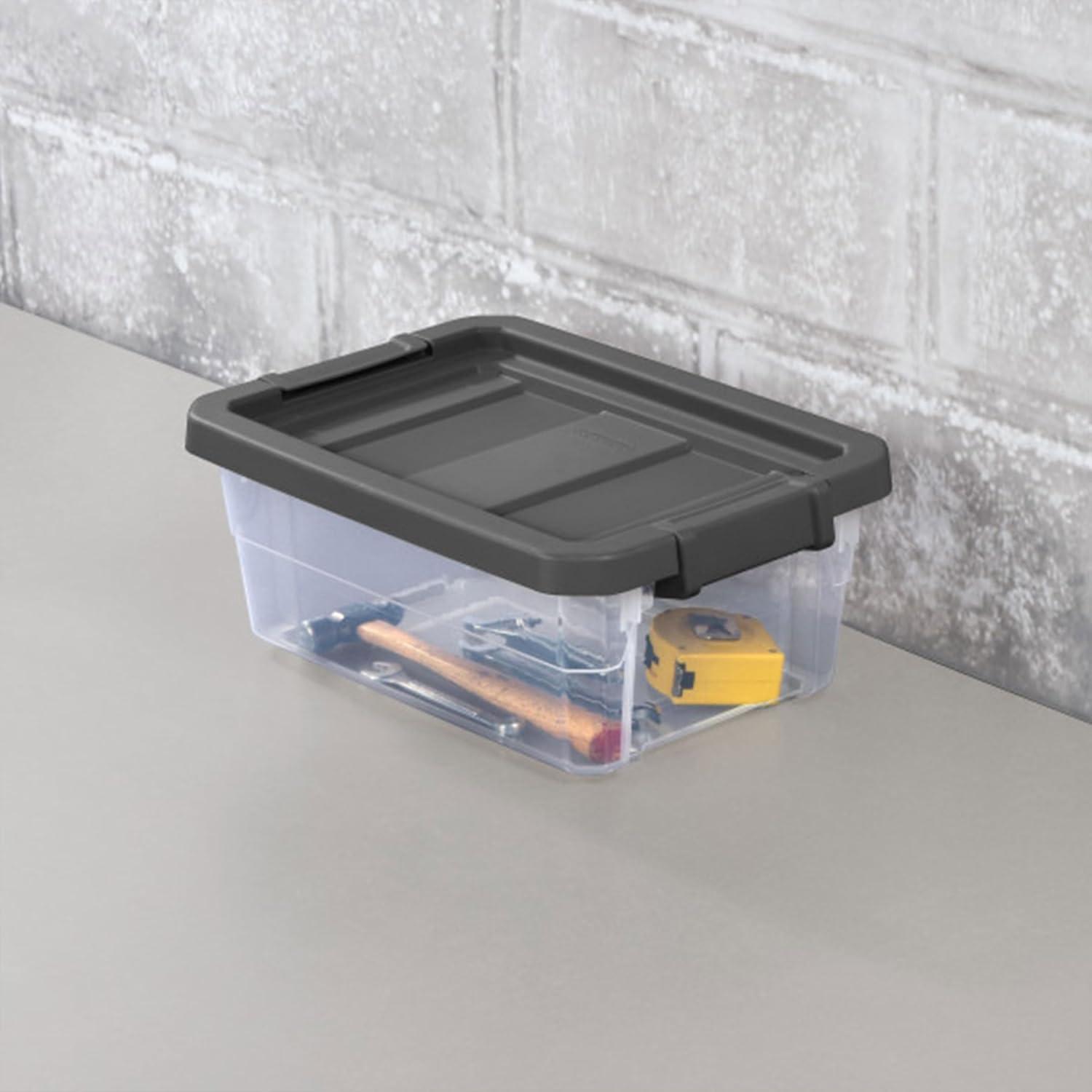 Sterilite 16 Qt. Stacker Box Plastic, Flat Gray