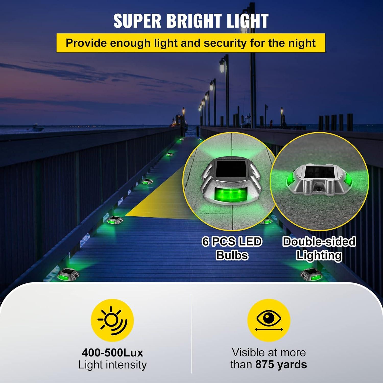 VEVOR Solar Dock Lights Low Voltage Solar Powered Integrated LED Metal Pathway Light Pack (Set of 4)