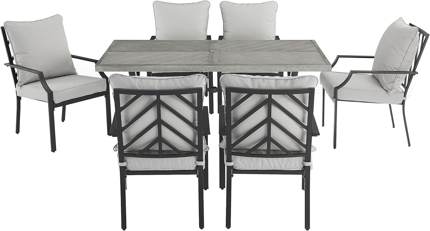 Crosley Furniture Otto 7-Piece Modern Metal Outdoor Dining Set in Gray/Black