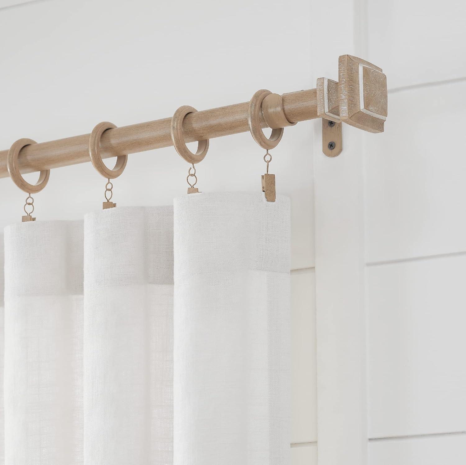 Mode Farmhouse Collection 1 1/8 in Diameter Curtain Rod Set with Cottage Square Finials and Steel Wall Mounted Adjustable Rod