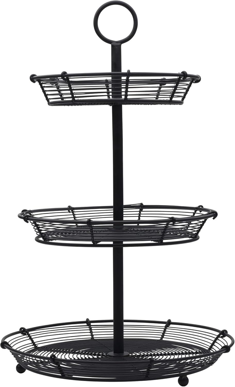 Gourmet Basics by Mikasa Tulsa Adjustable Pastry Serving Stand, 3-Tier, Black