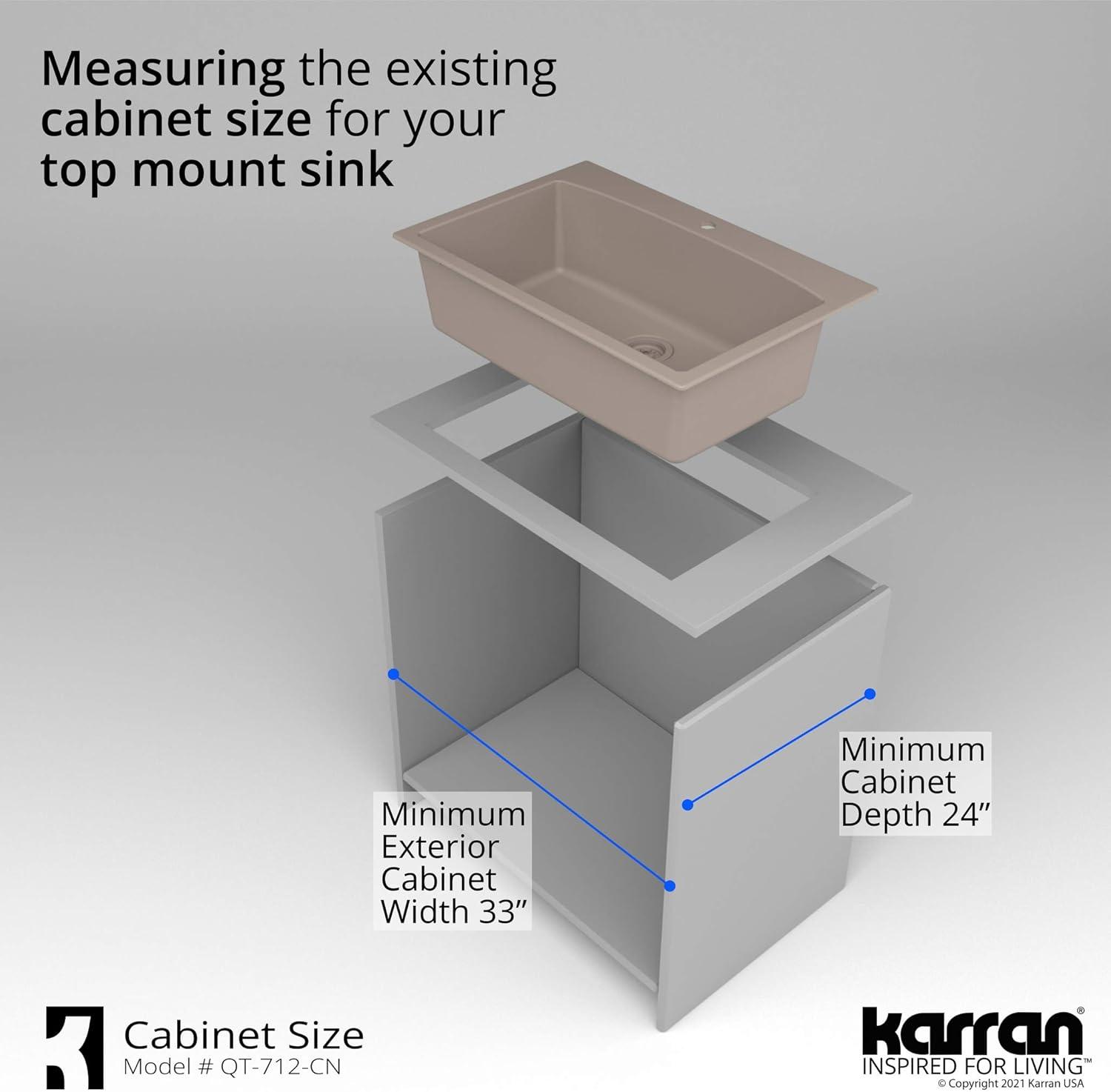 Karran Karran Drop-in Quartz Composite 33'' X 22'' 1-Hole Single Bowl Kitchen Sink QT-712-CN
