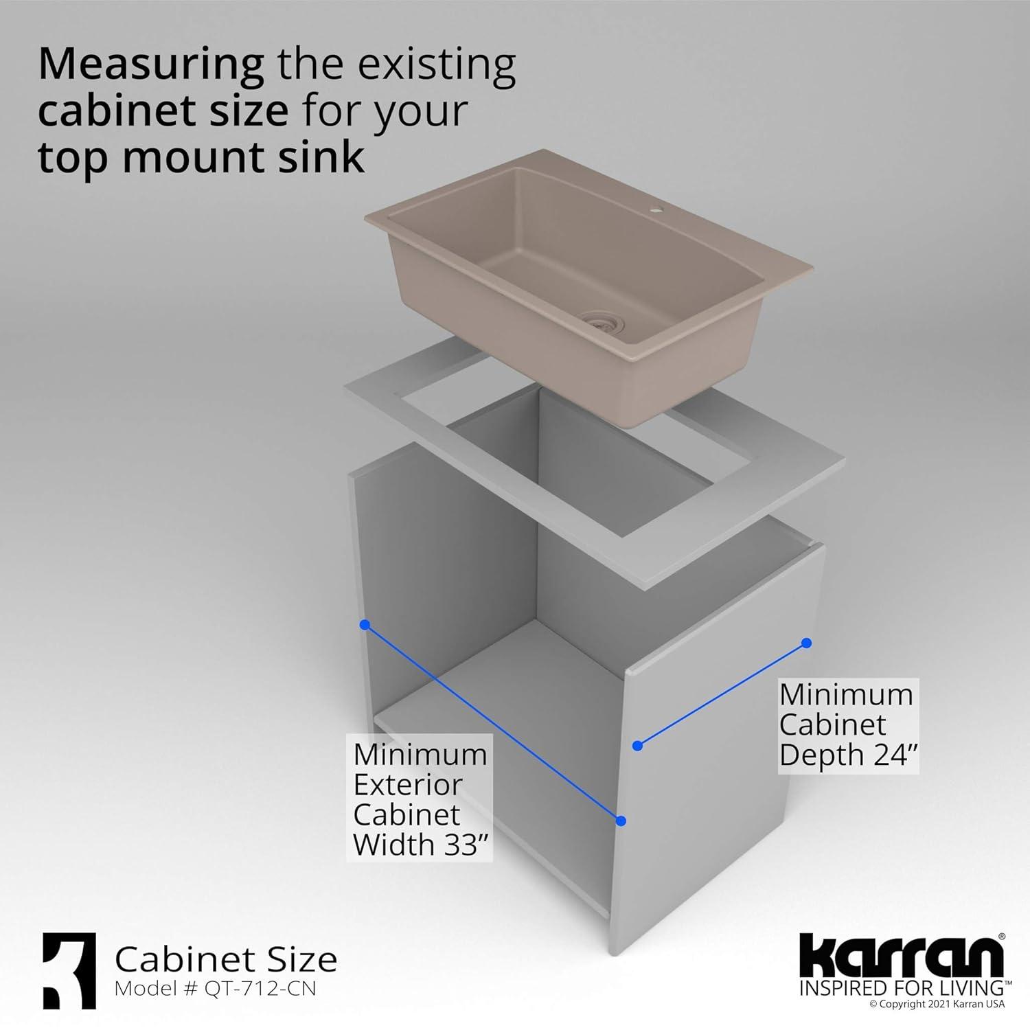 Karran Karran Drop-in Quartz Composite 33'' X 22'' 1-Hole Single Bowl Kitchen Sink QT-712-CN