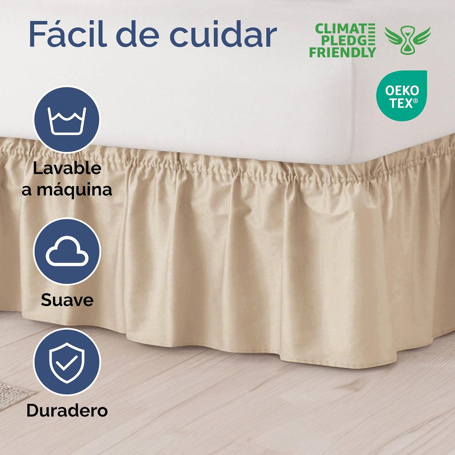 CGK Linens Ruffled Elastic Wrap Around Tailored Bed Skirt