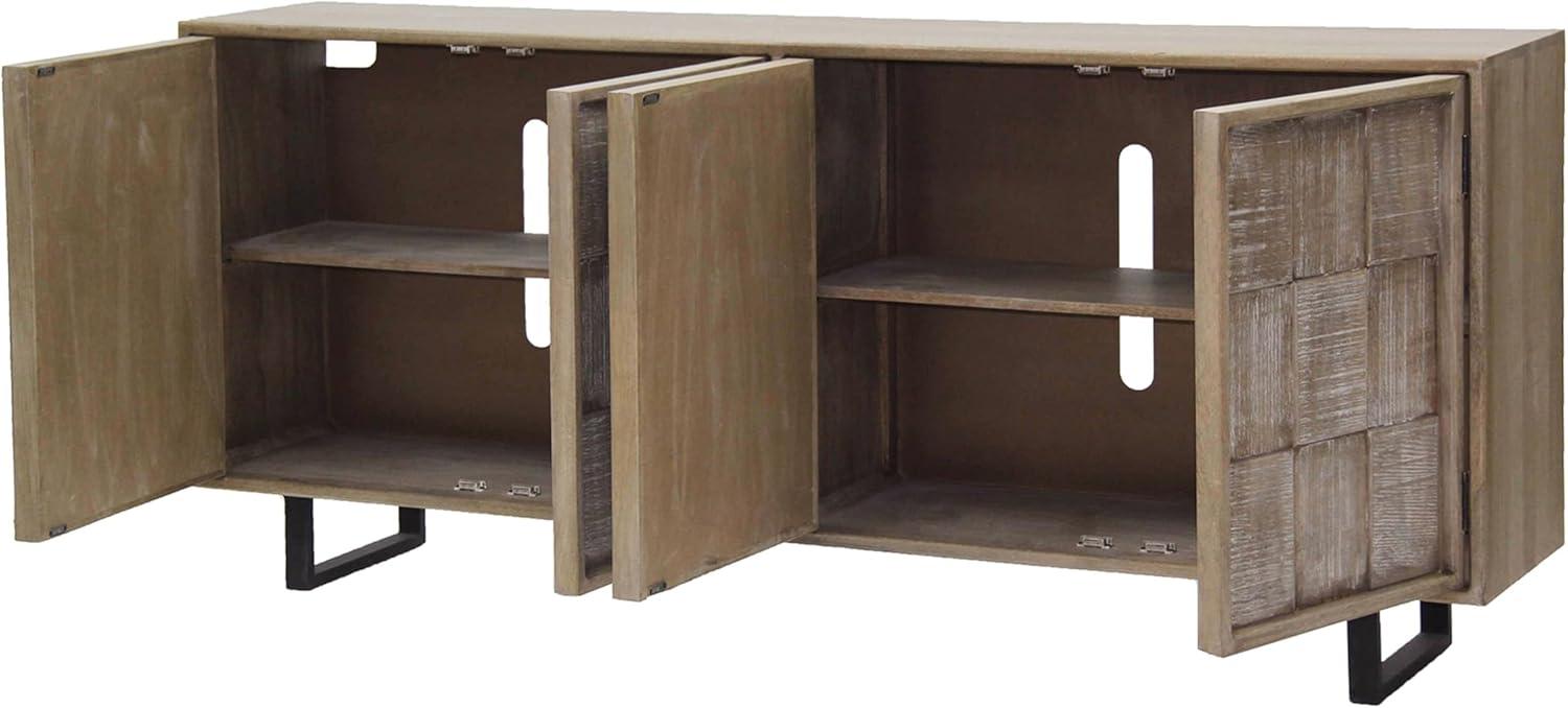 78" Driftwood Brown Mango Wood TV Console with Cabinet