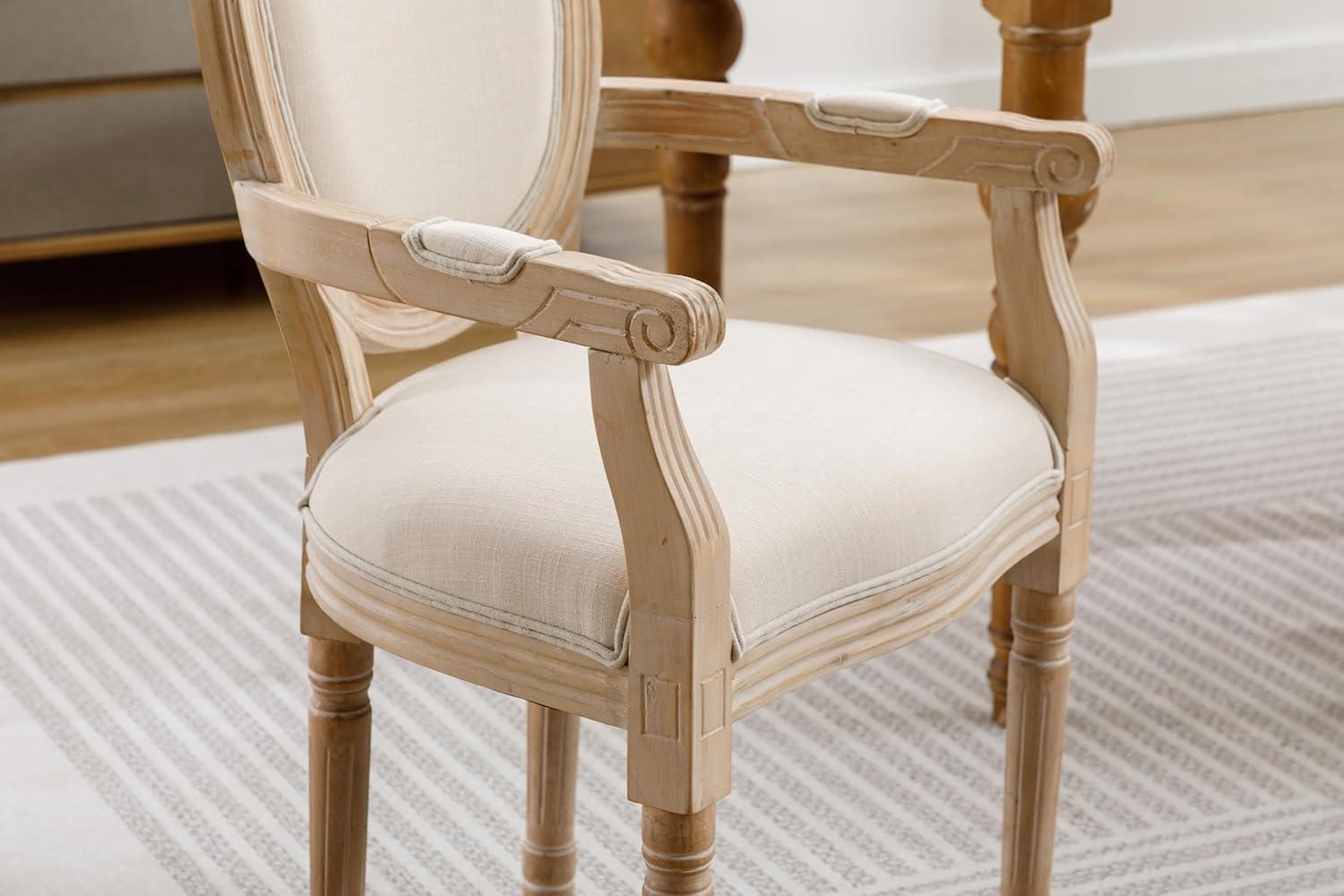 Miekor Furniture French Style Solid Wood Dining Chair,Set of 2,Cream W4US3549