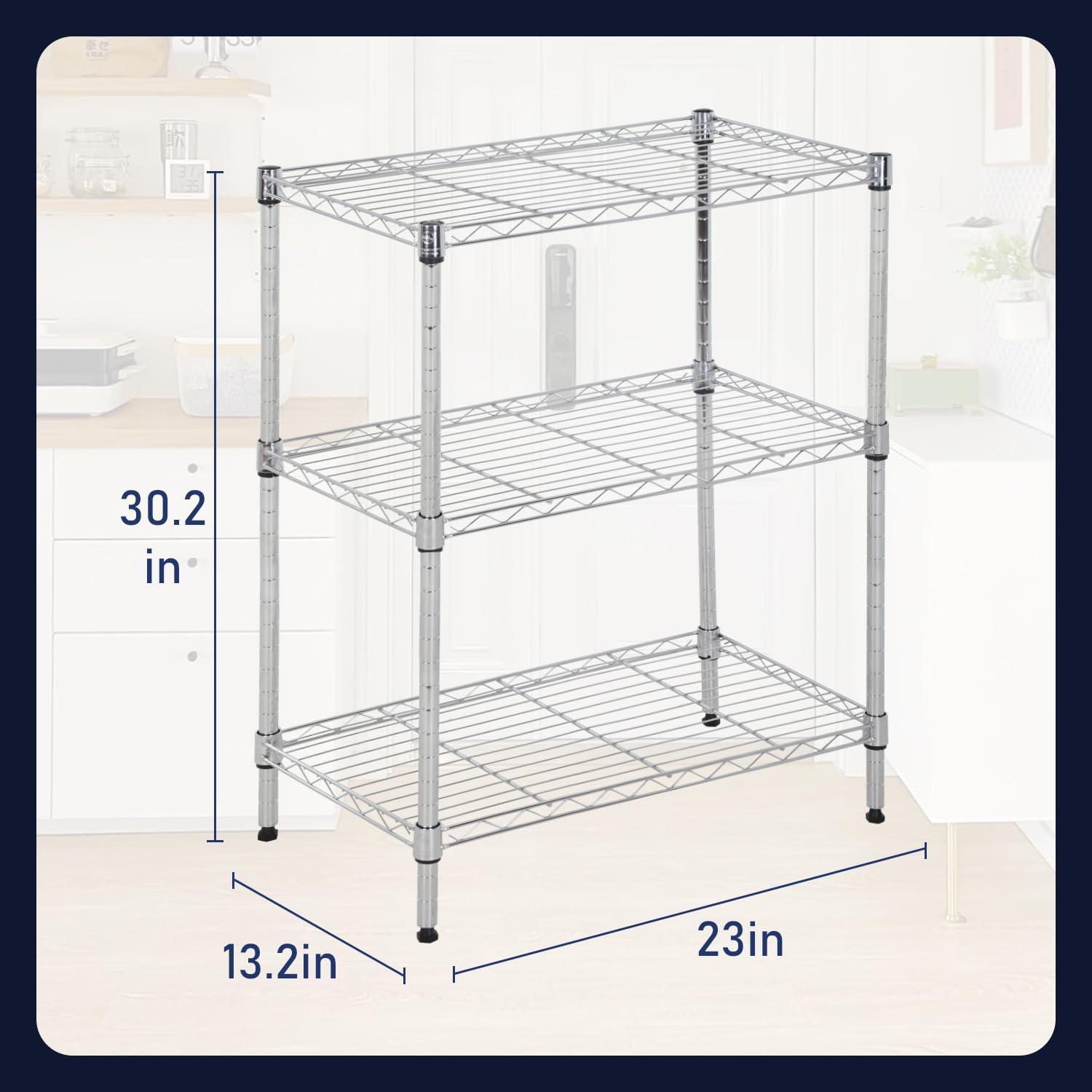 FDW 3 Tier Wire Shelving Unit Heavy Duty Storage Rack Metal Shelf Garage Organizer Wire Rack