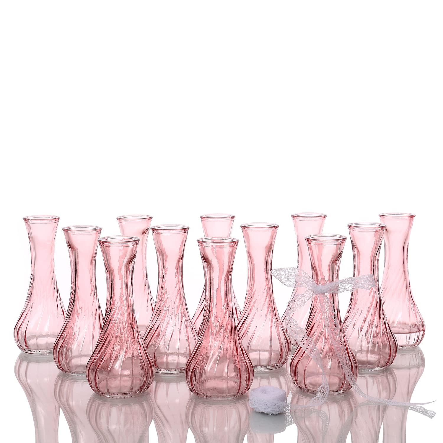 Set of 12 Small Glass Vase, Bud Vases in Bulk for Floral Arrangements, Events, Home Decor Weddings, Table Centerpiece Clear