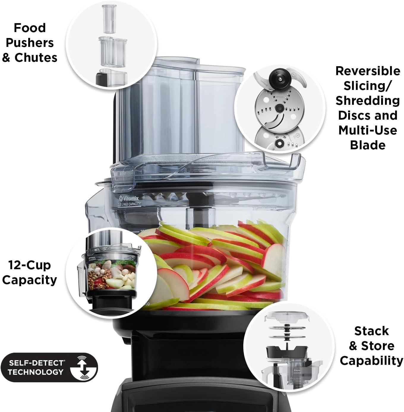 Vitamix Ascent Series 12-Cup Food Processor Attachment Black: BPA-Free, Dishwasher-Safe, Blender Accessory