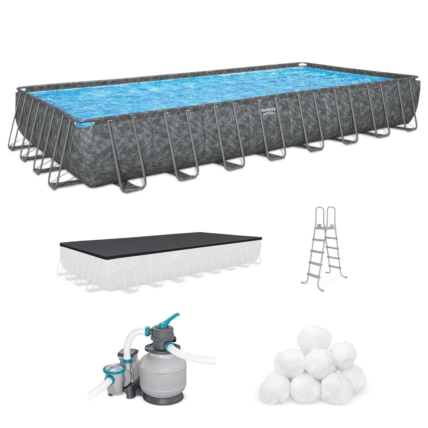 Bestway APX 365 Rectangular Above Ground Pool Set, 31'4" x 16' x 52"