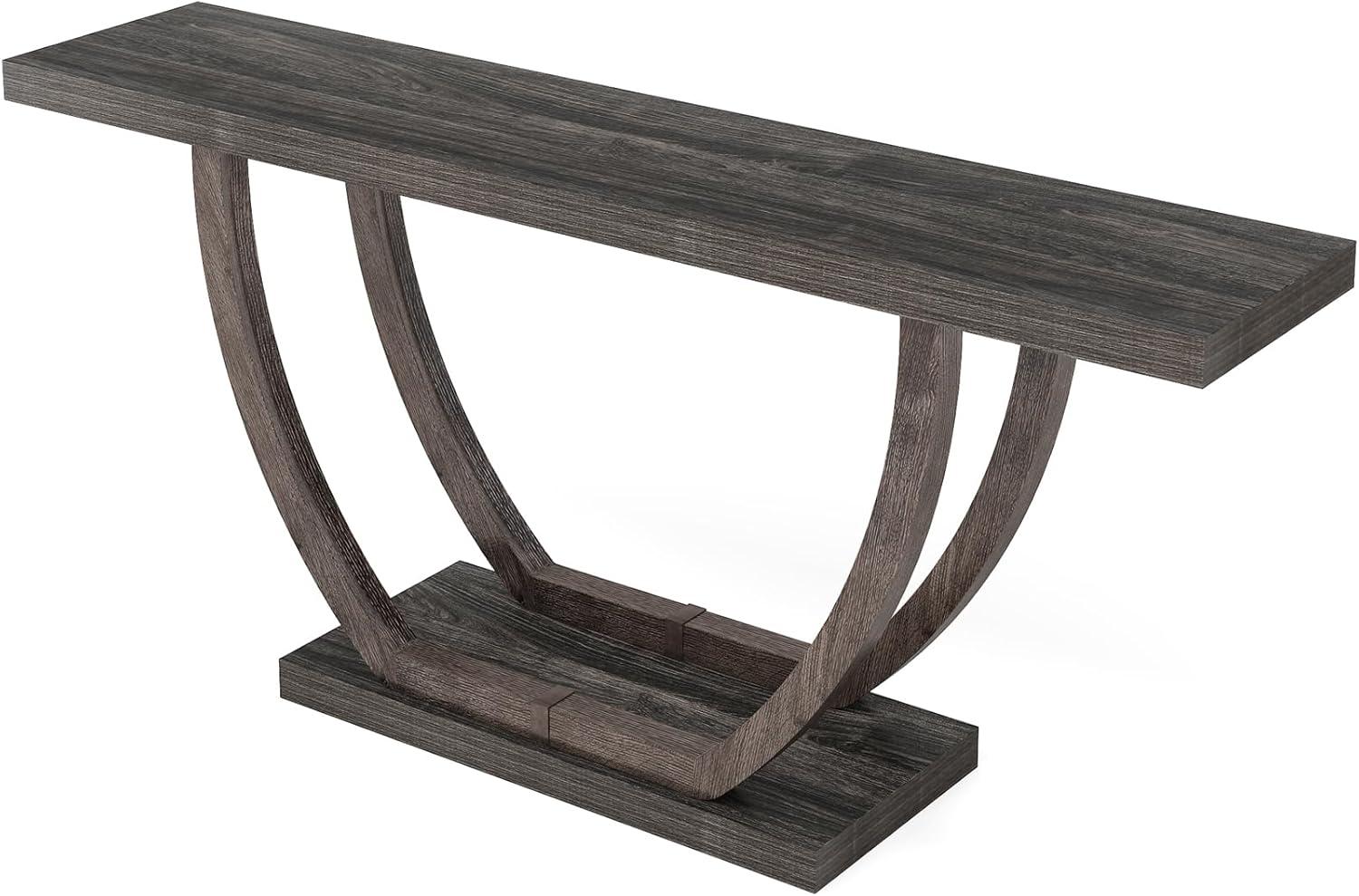 Tribesigns 63 inch Console Table, 2-Tier Farmhouse Entryway Sofa Tables for Living Room Hallway Foyer Corridor, Gray