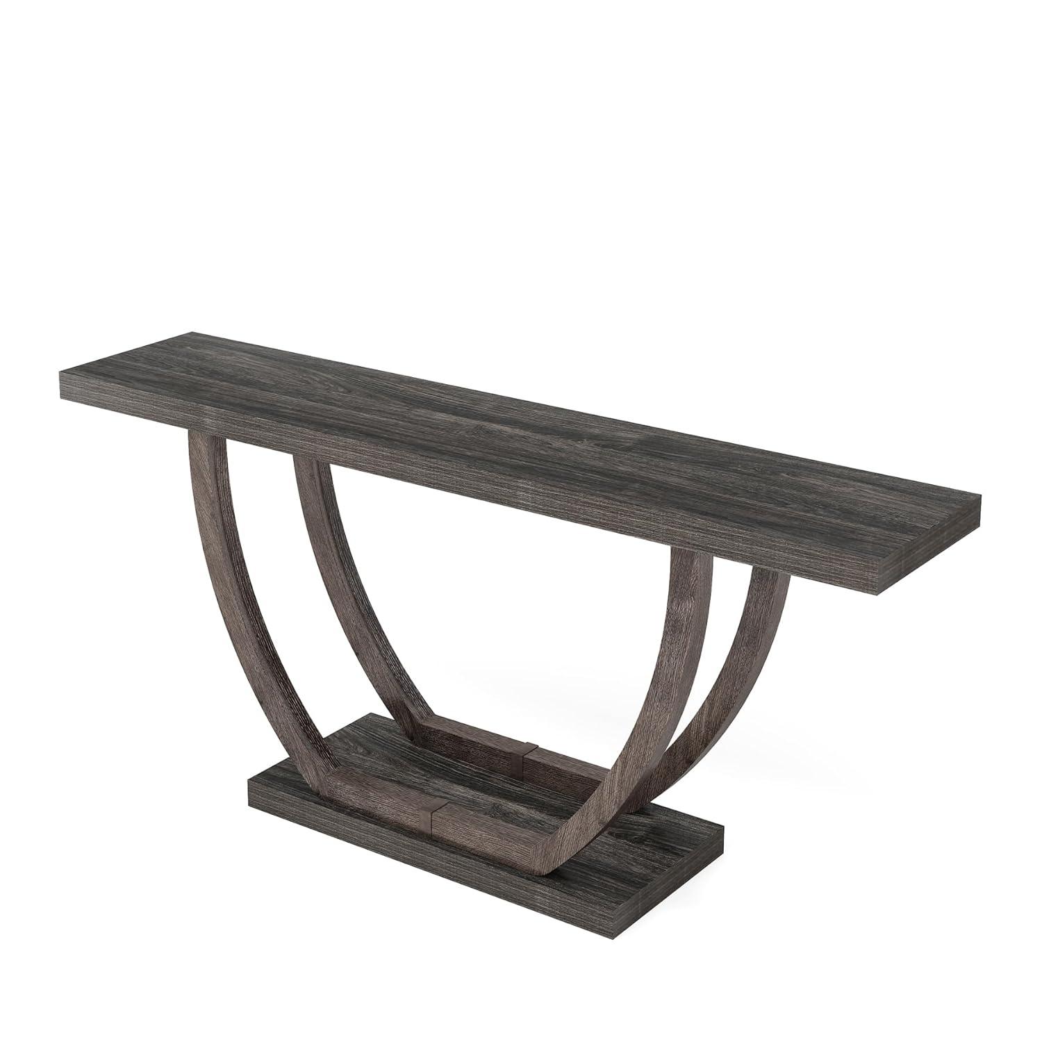 Resenkos Entryway Table, Console Sofa Table,63" Farmhouse Console Table, 2-Tier Entryway Sofa Table Gray