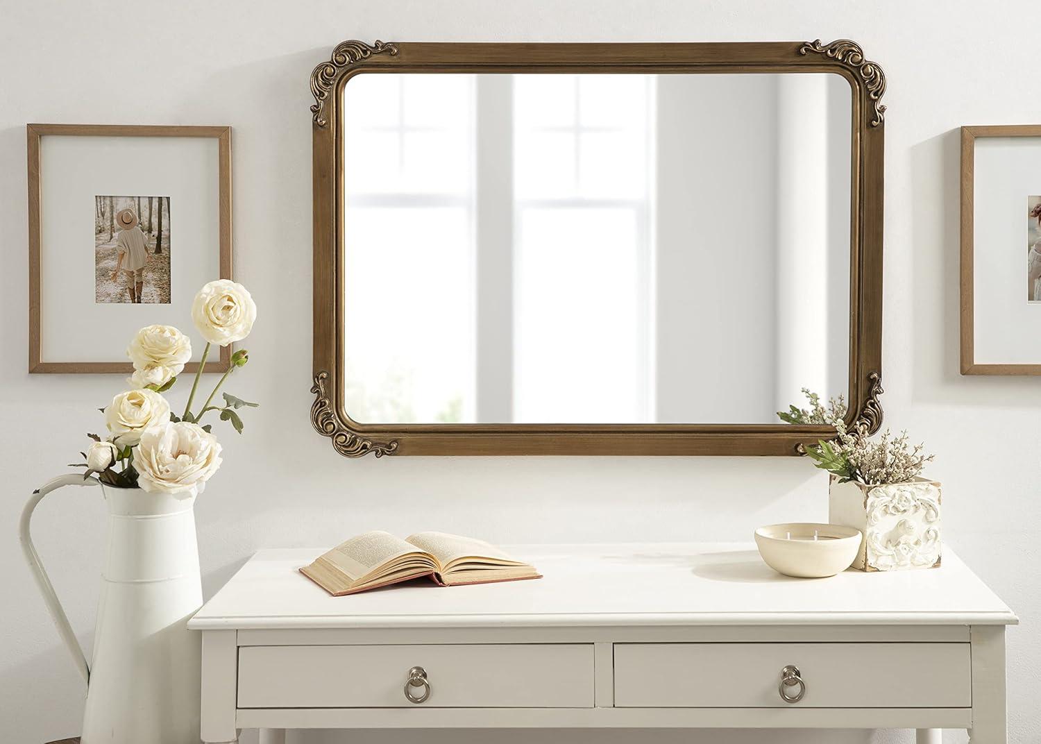 Kate and Laurel Ivette MDF Rectangle Mirror, 25x35, Gold
