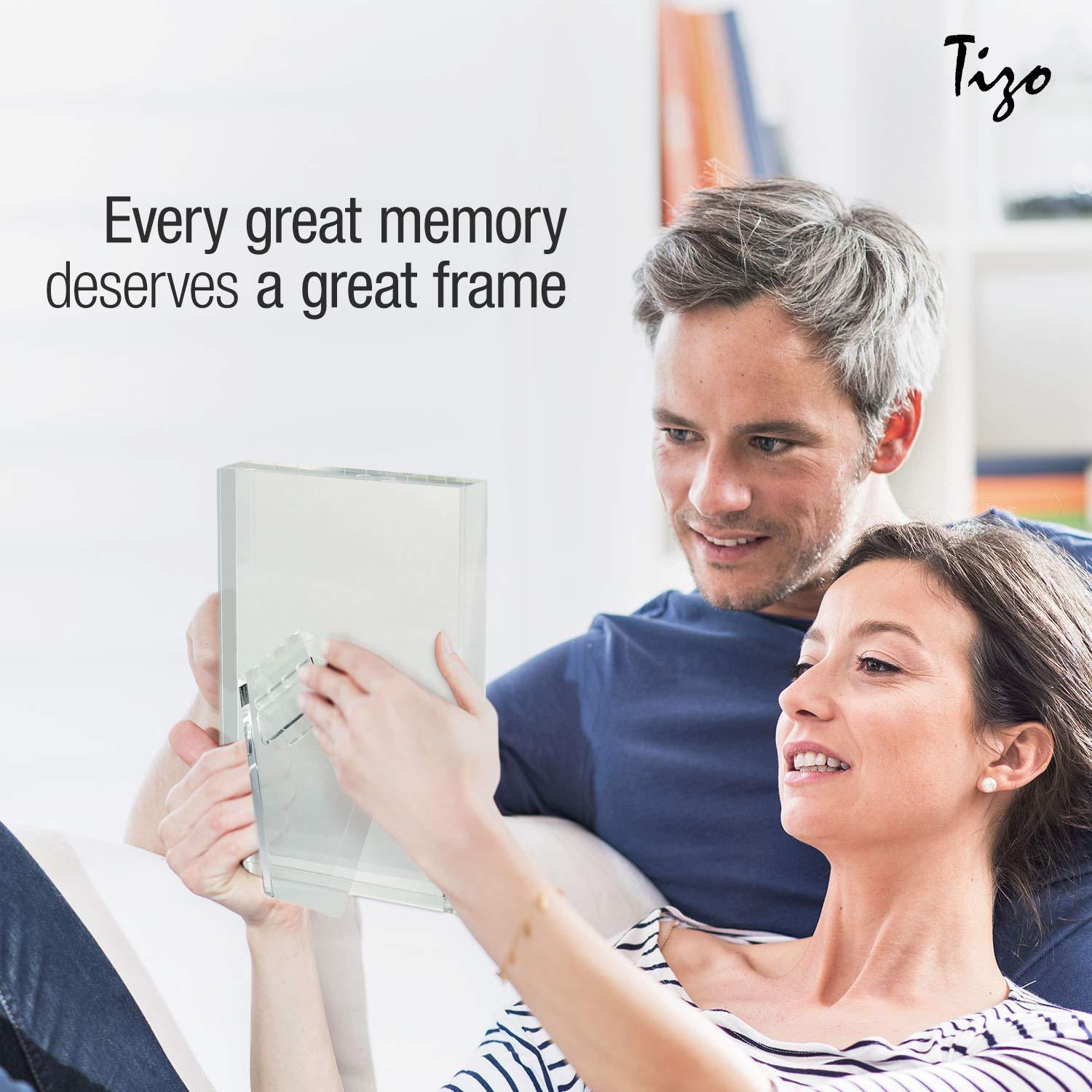 TIZO Design Vertical 4x6 Lucite Picture Frame, Durable 1 Inch Thick Clear Lucite Magnetic Closures, Elegant & Practical Boutique Quality Photo Frame (Multiple Colors Available) (With Gift Box)